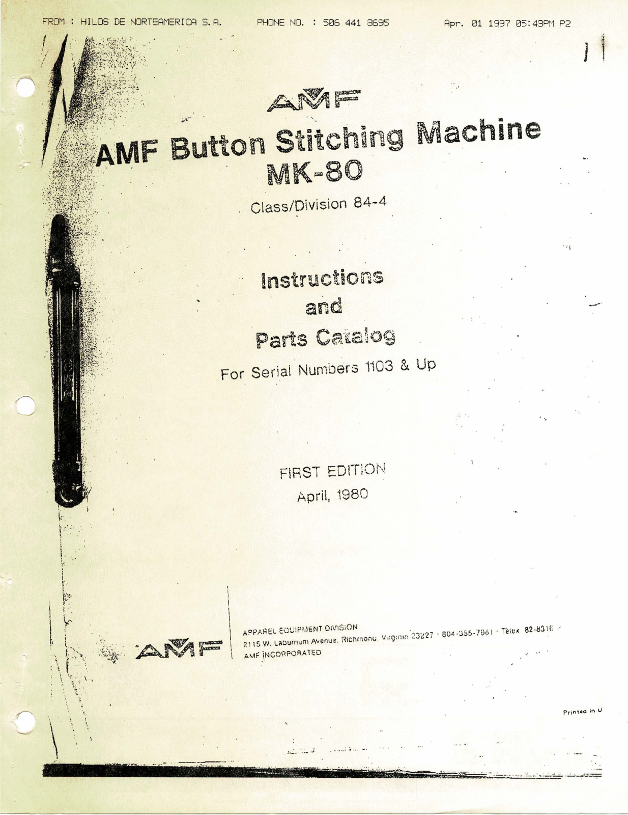 Reece AMF  MK-80 User Manual - ManualMachine.com