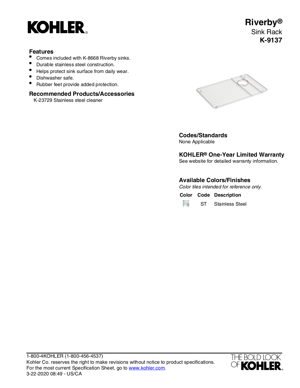 Kohler LBPR3375 Specifications - ManualMachine.com