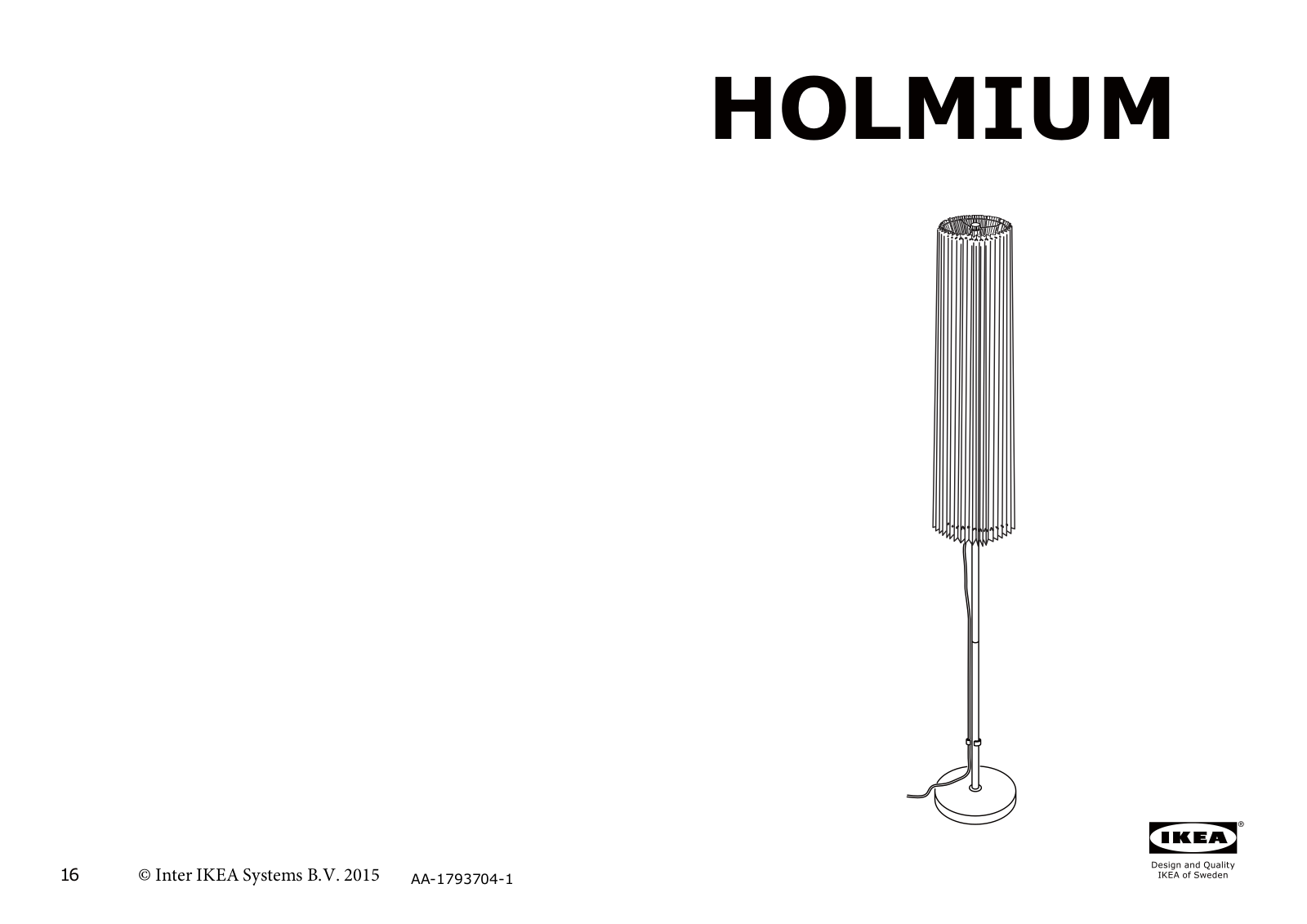 IKEA HOLMIUM User Manual