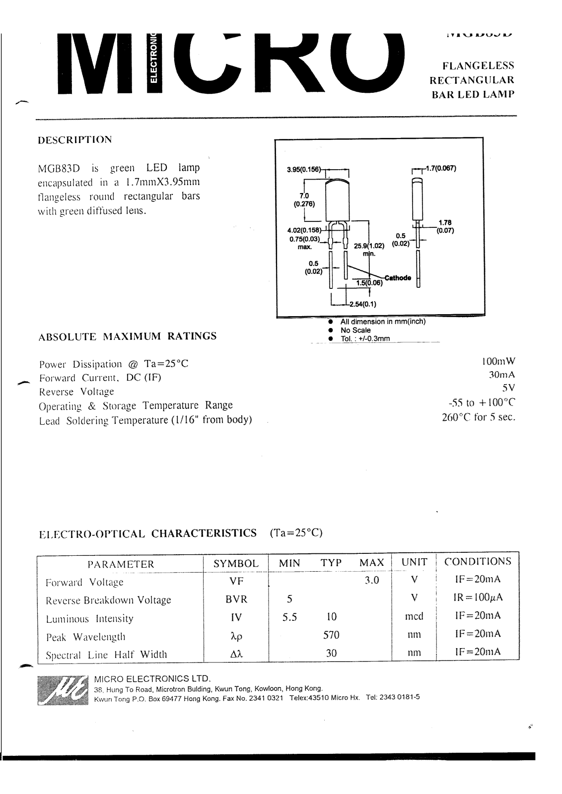 MICRO MUB83D Datasheet