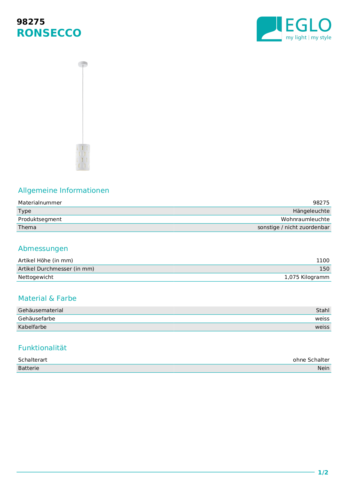 Eglo 98275 Service Manual