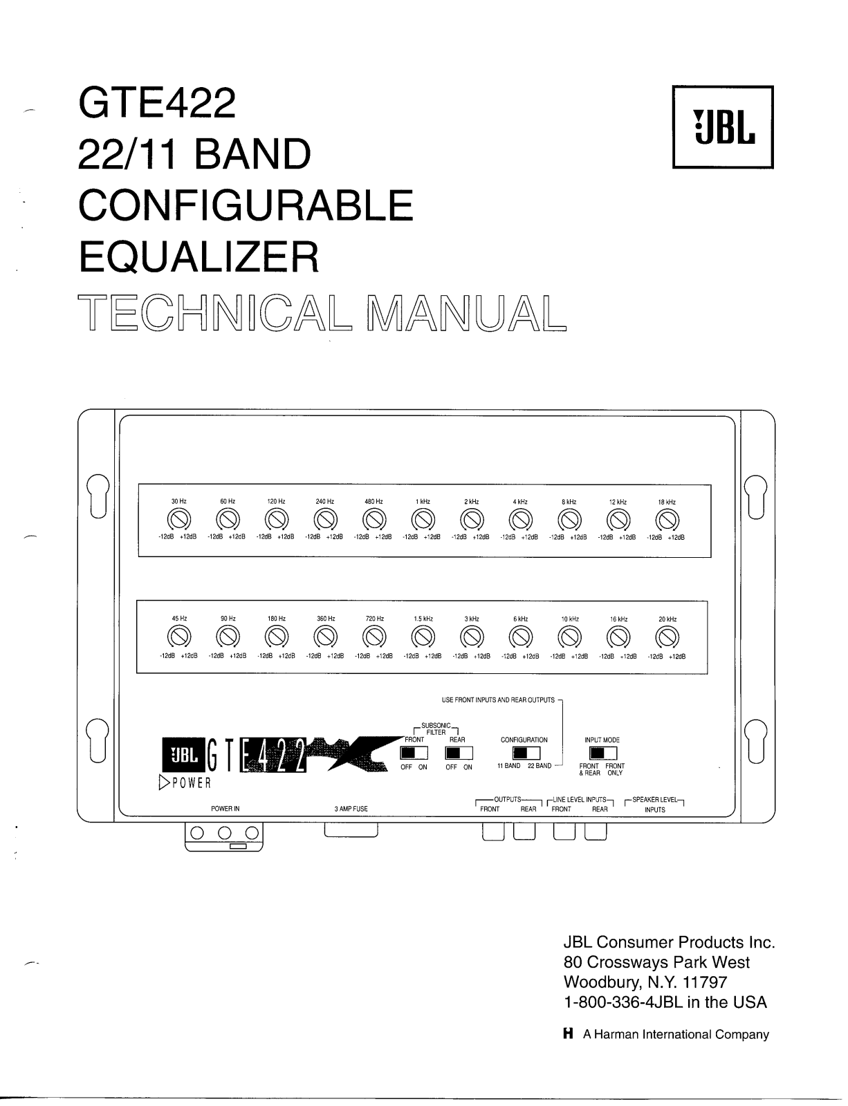 JBL GTE422 Service Manual