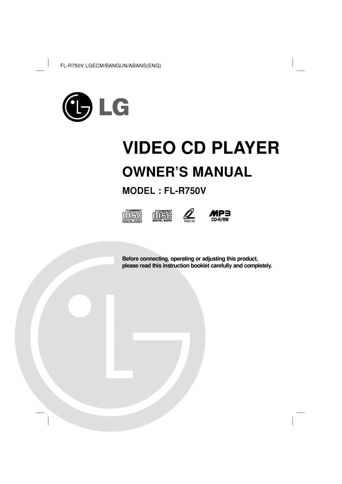 LG FL-R750V User Manual