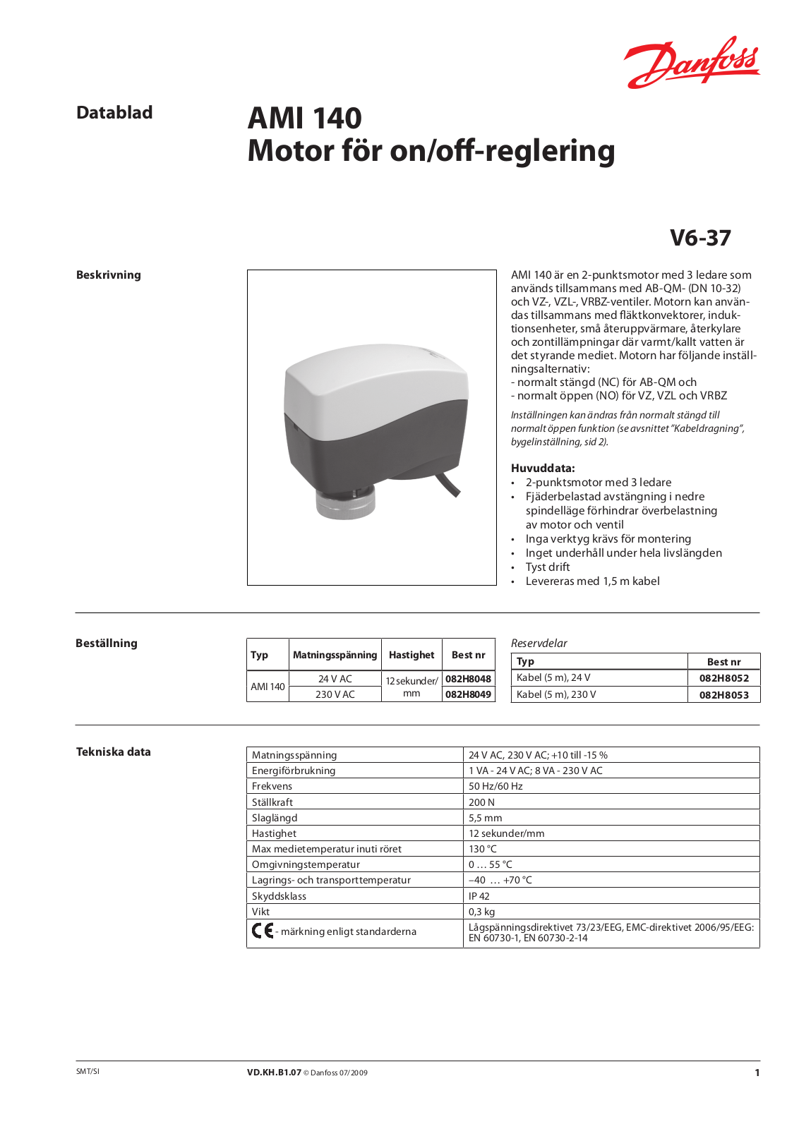 Danfoss AMI 140 Data sheet