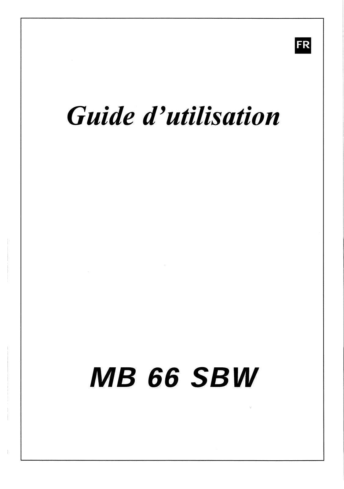 BRANDT MB66SBW User Manual