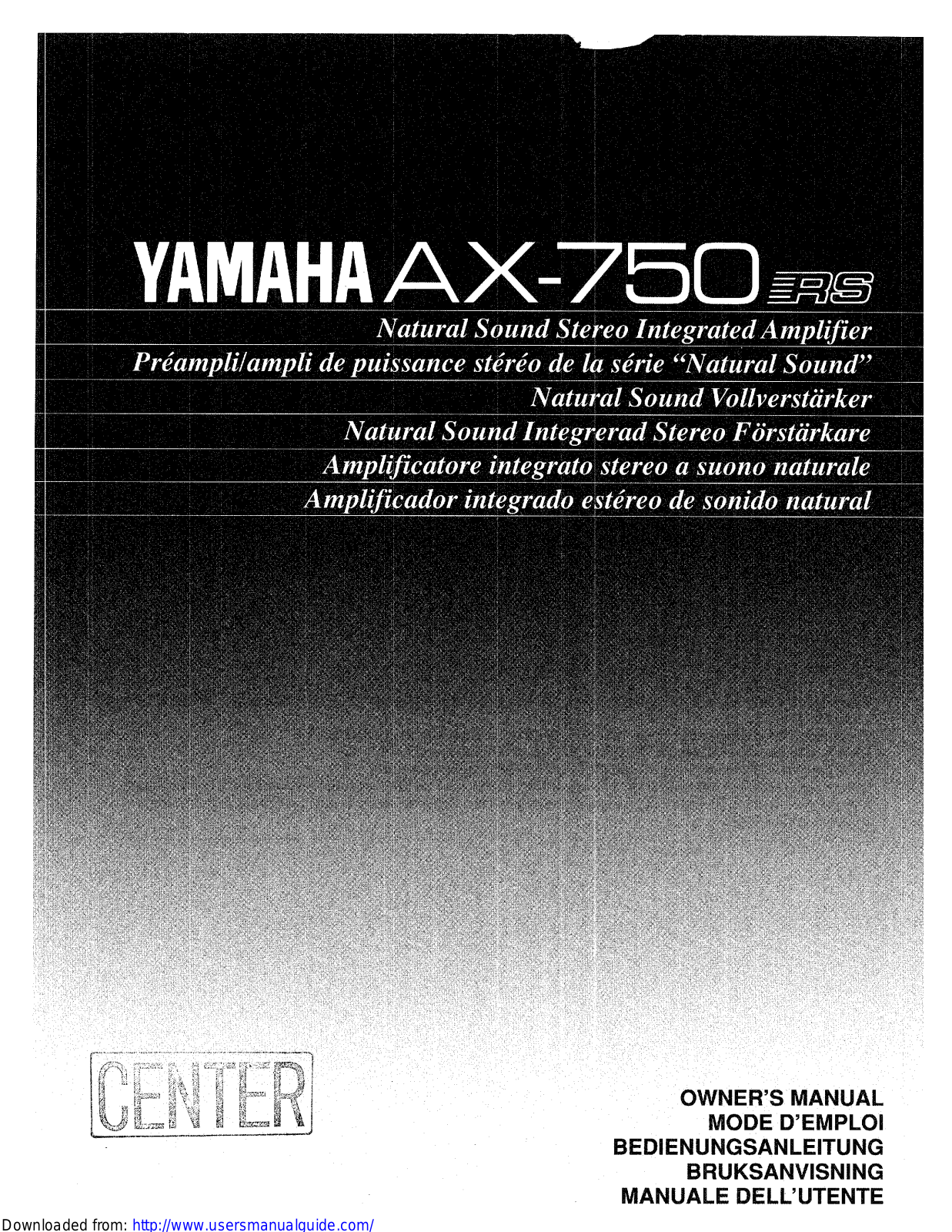 Yamaha Audio AX-750 User Manual