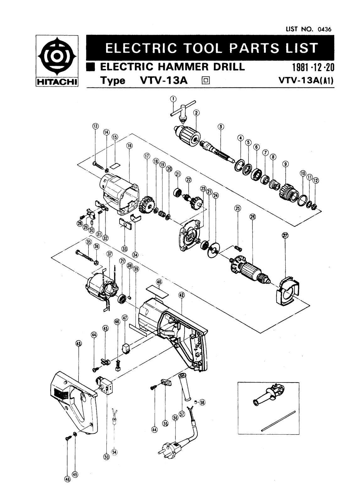 Hitachi VTV13A PARTS LIST