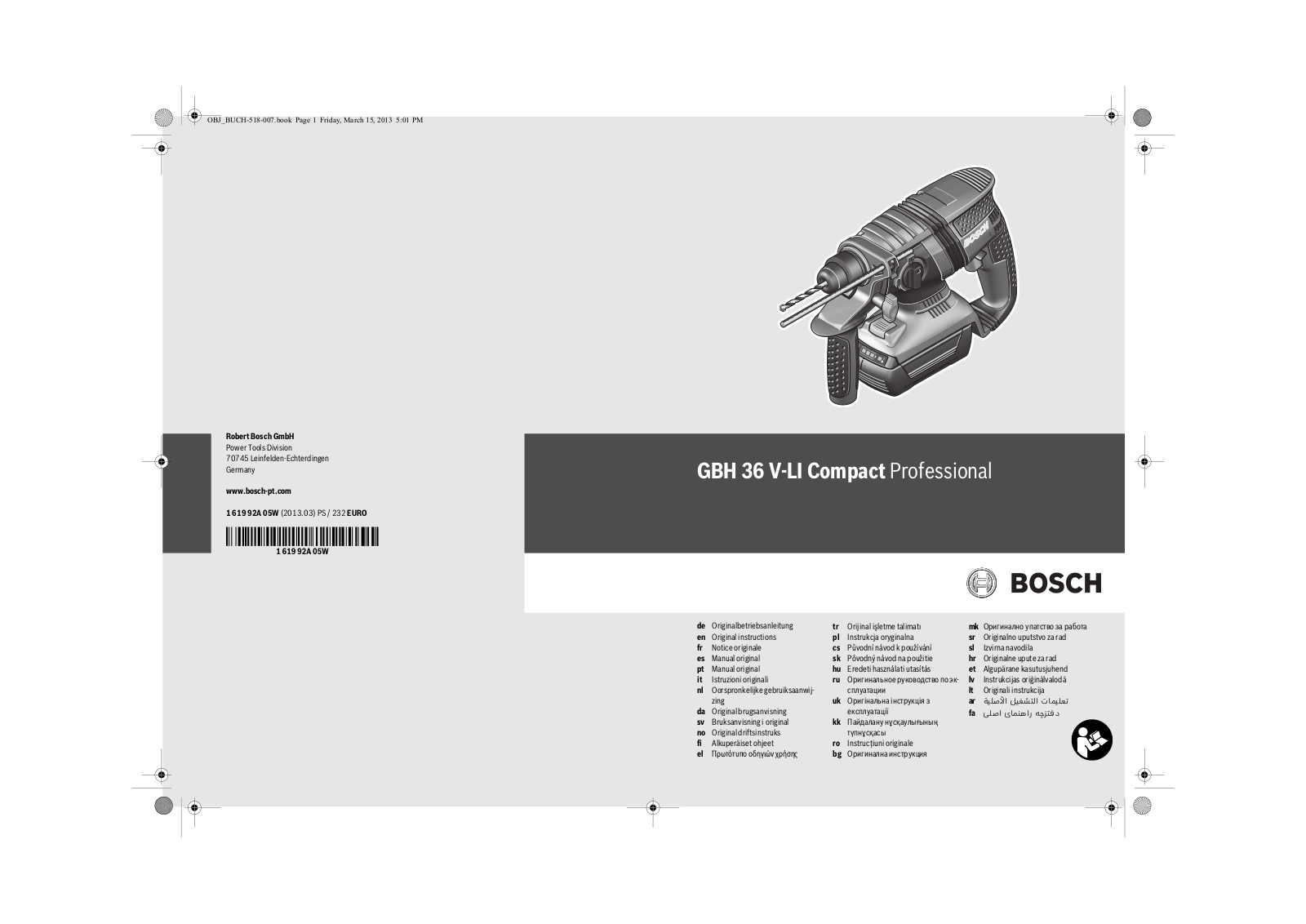 Bosch GBH 36 V-LI Compact User Manual