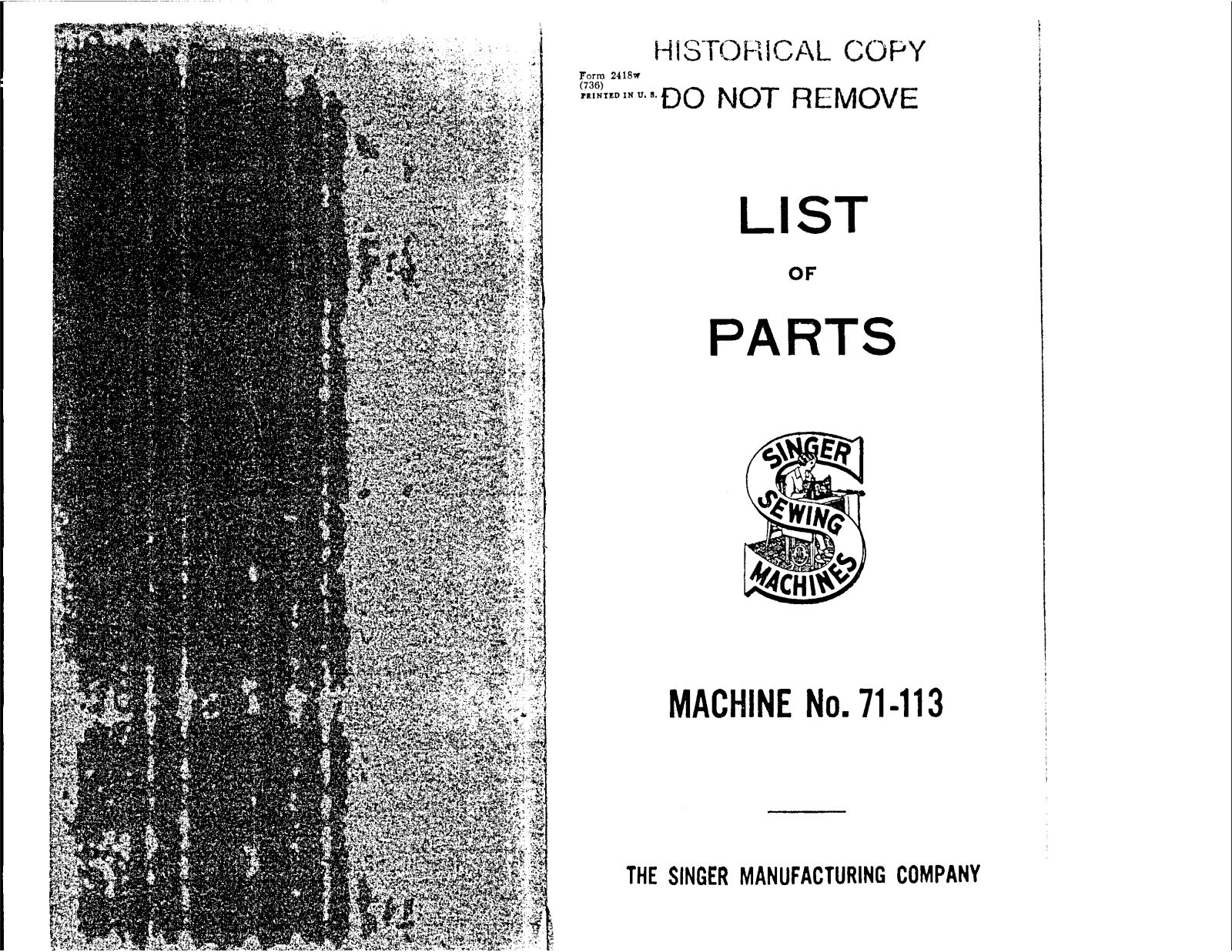 Singer 71-113 User Manual