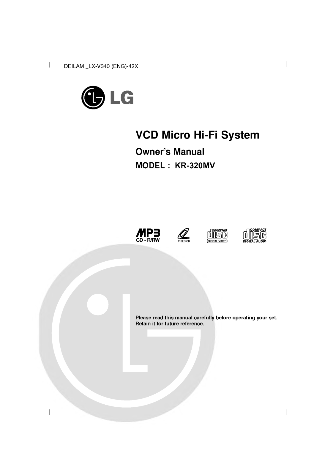 LG LX-V340A User Manual