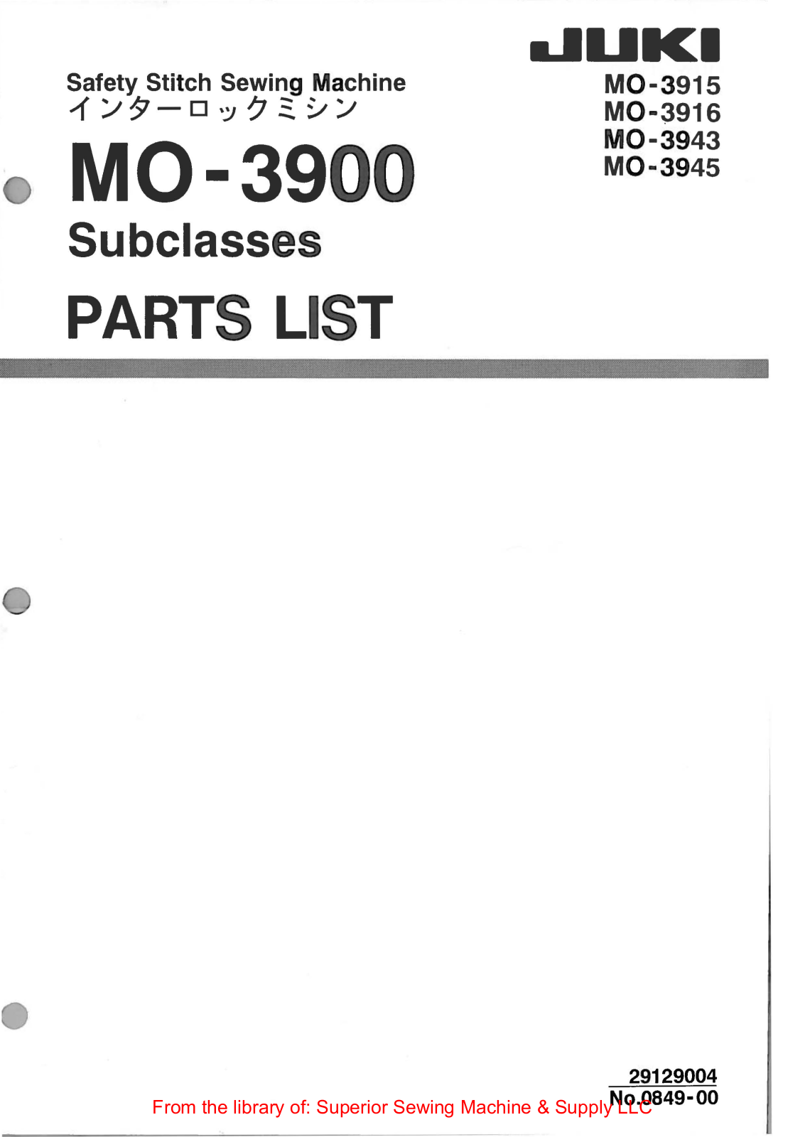 Juki MO-3915, MO-3916, MO-3943, MO-3945 User Manual - ManualMachine.com