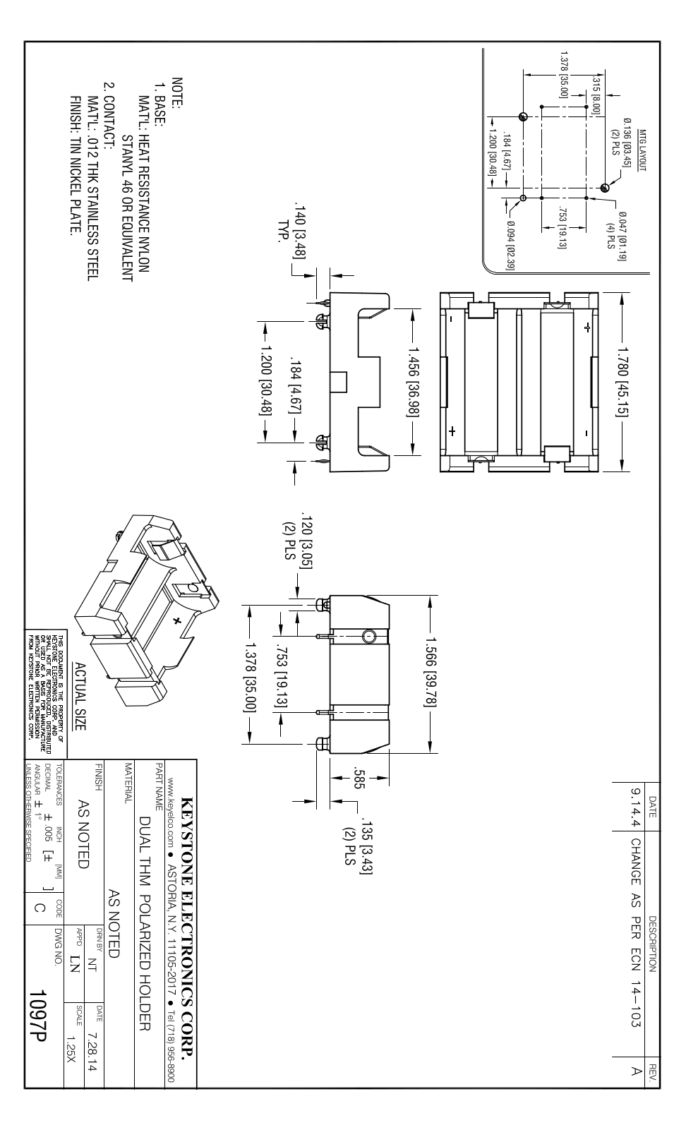 KEYSTONE KEYSTONE 1097P Datasheet