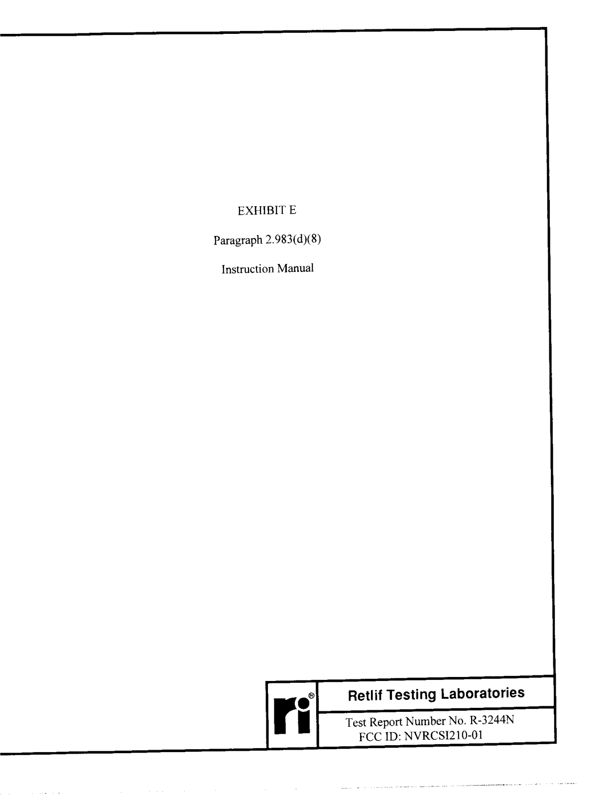 Westell CSI210 01 Users Manual