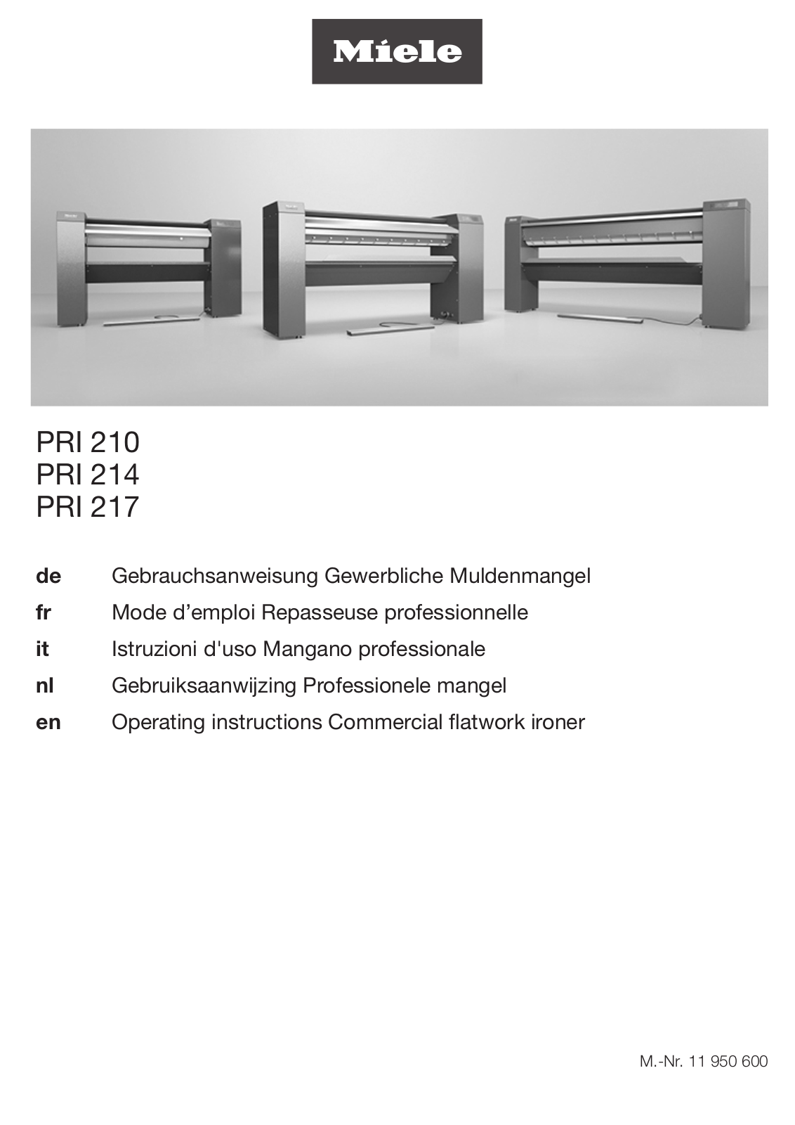 Miele PRI 217, PRI 214, PRI 210 Quick user guide