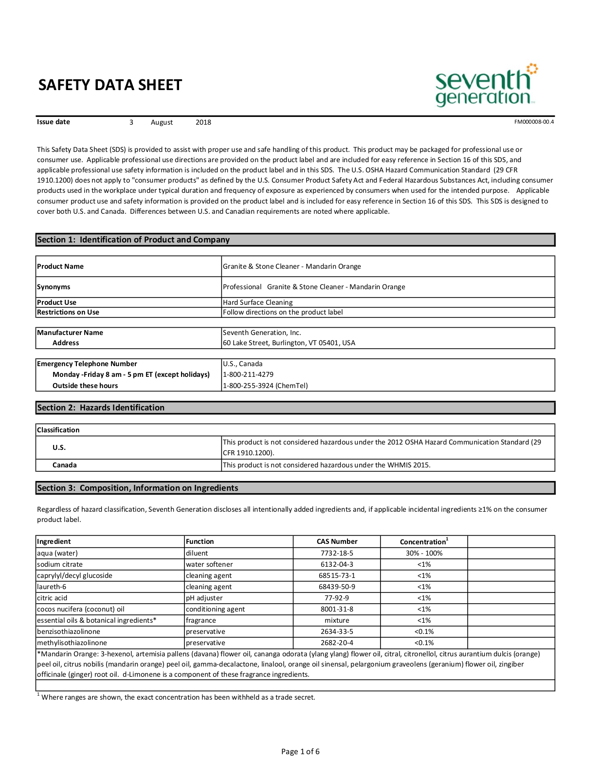 Seventh Generation 44725CT User Manual