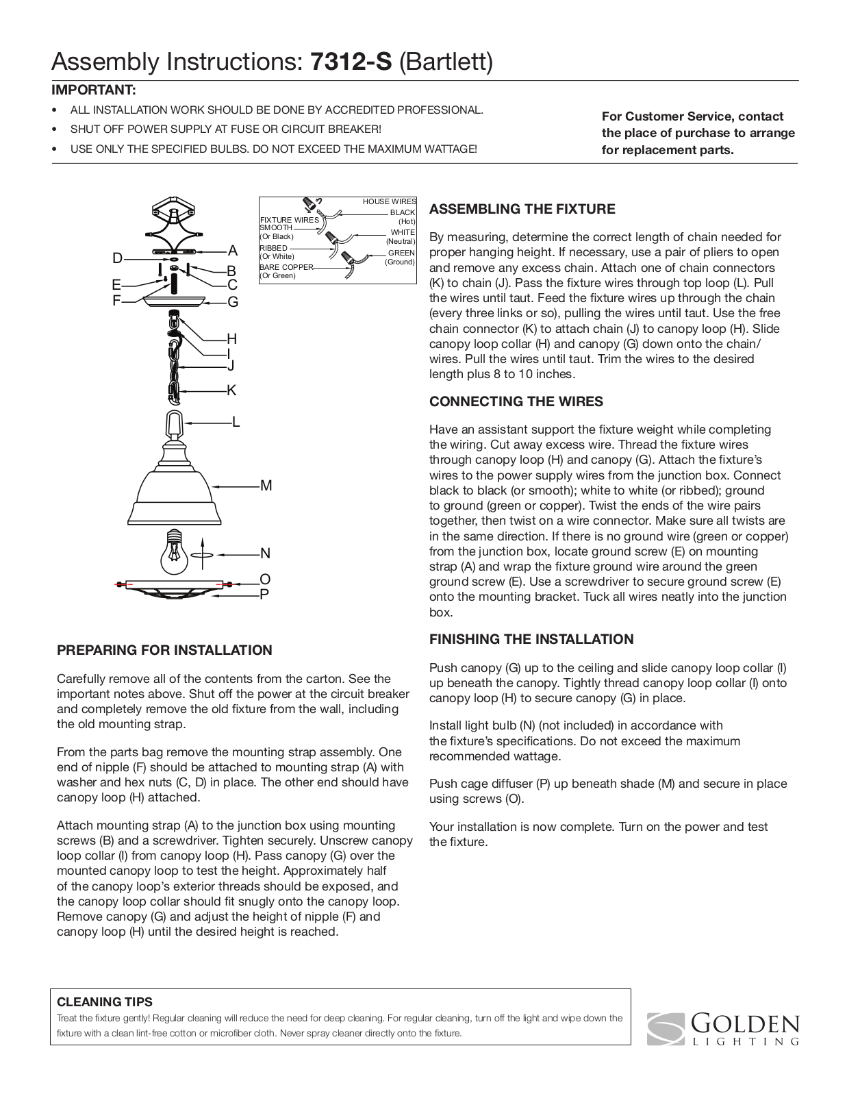 Golden Lighting 7312-S CP User Manual