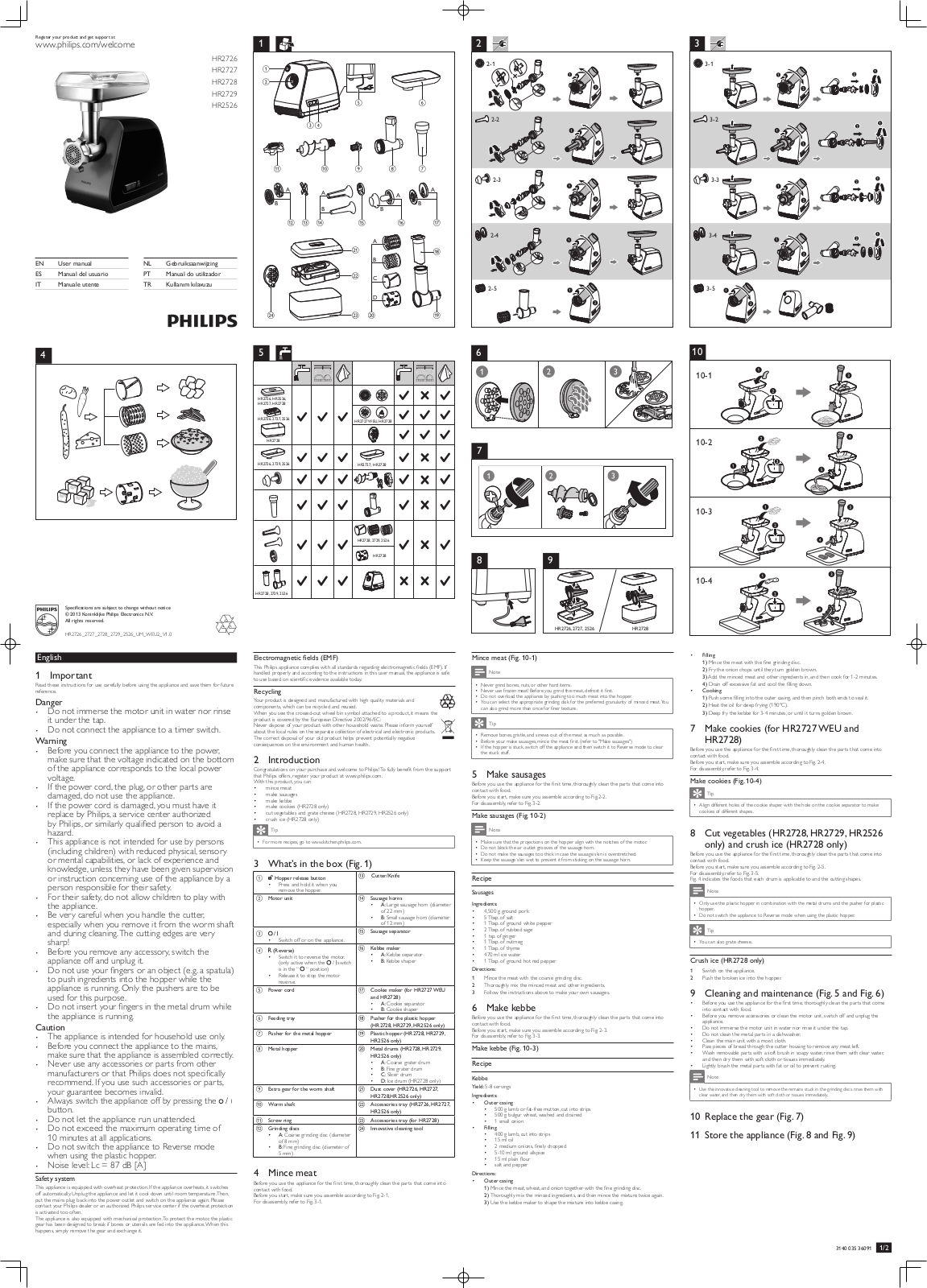 Philips HR2729, HR2726 User Manual