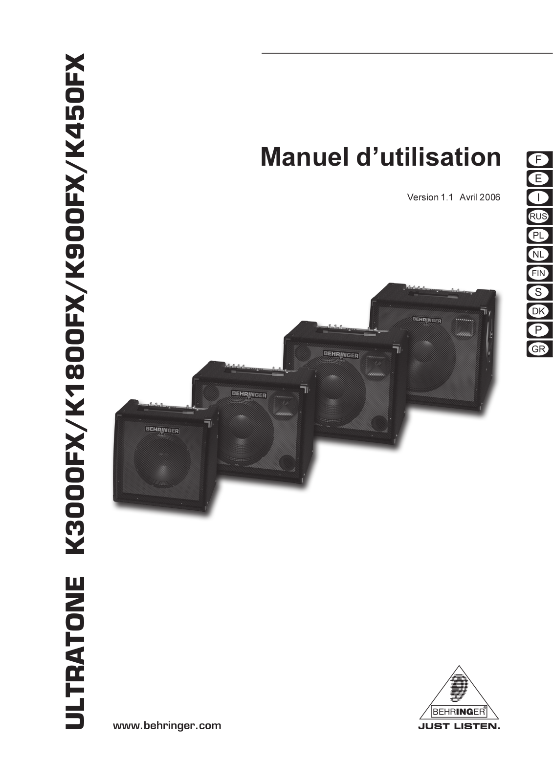 BEHRINGER K1800FX, K3000FX, K450FX, K900FX User Manual