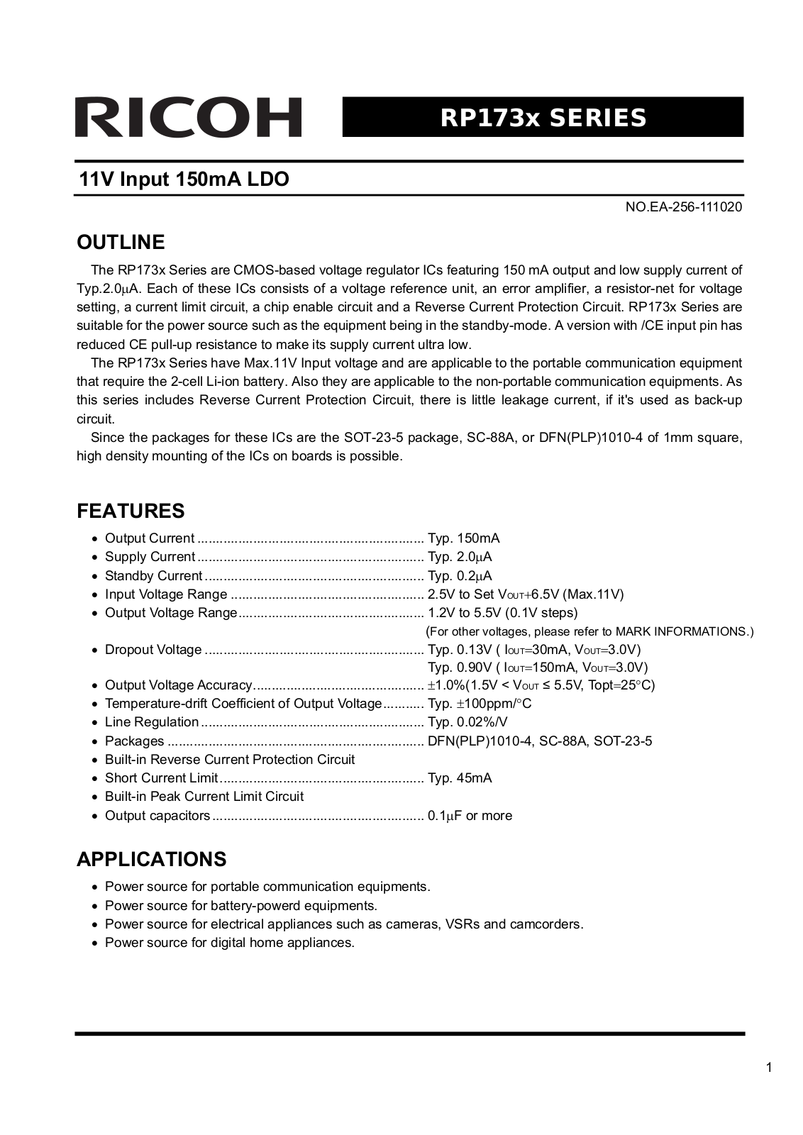 RICOH RP173x Technical data