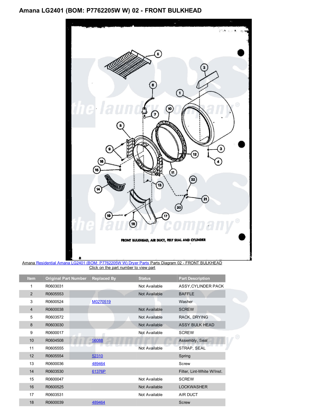 Amana LG2401 Parts Diagram