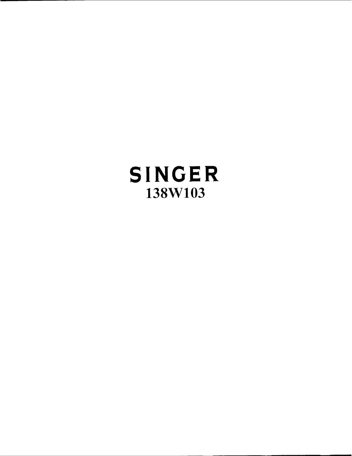 Singer 138W103 Parts List