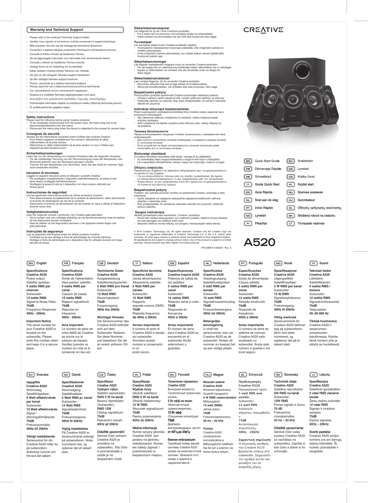 CREATIVE A520 User Manual