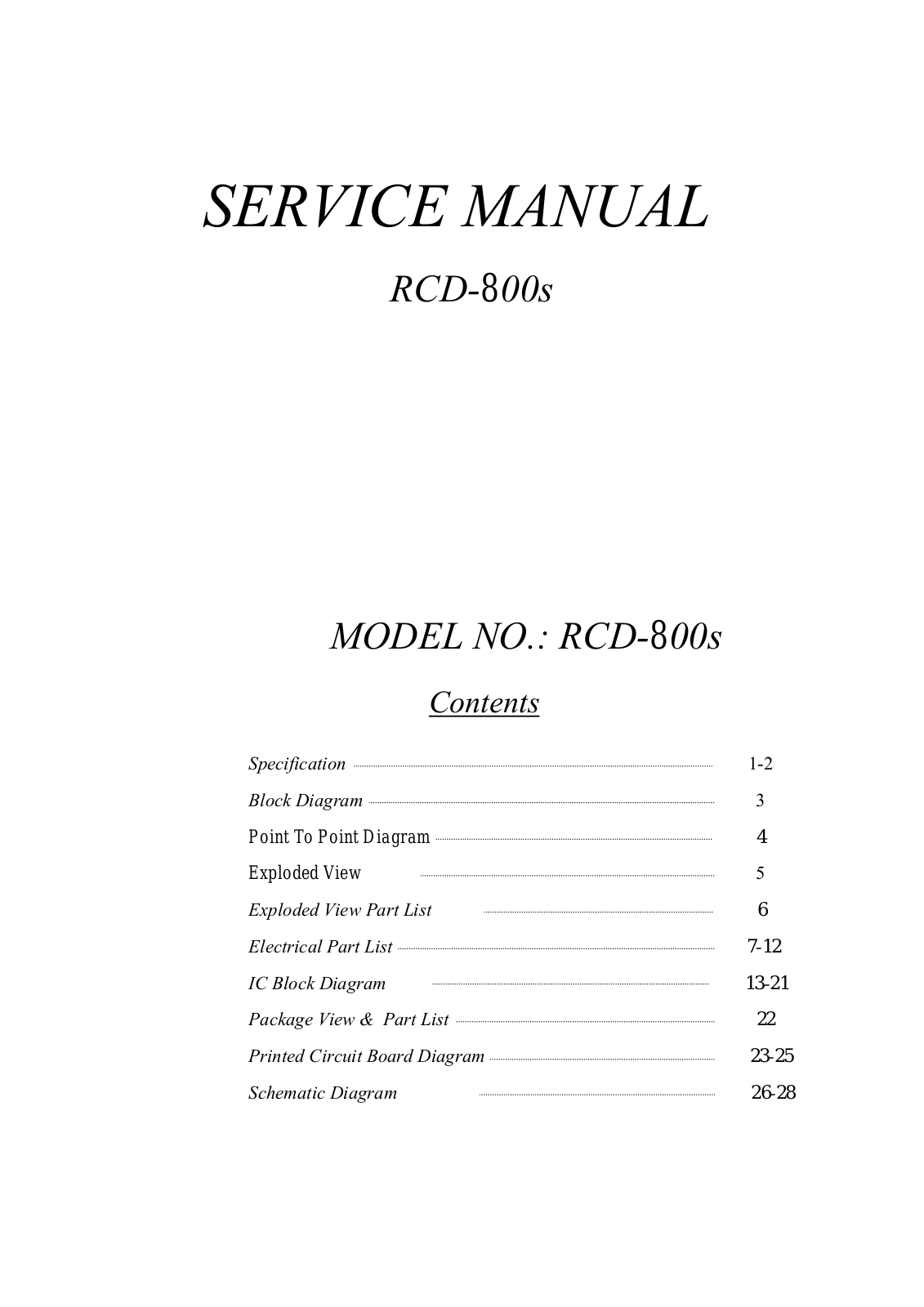 Reloop RCD-800-S Service manual