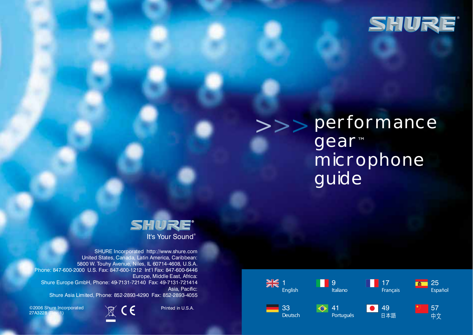 Shure performance gear User Guide