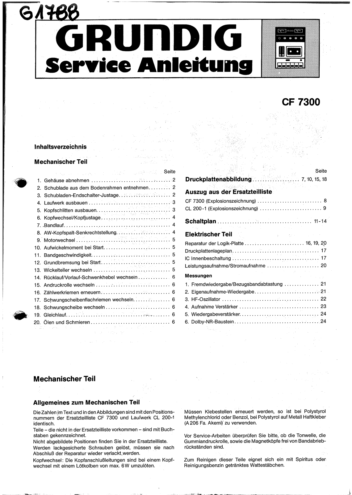 Grundig CF-7300 Service Manual