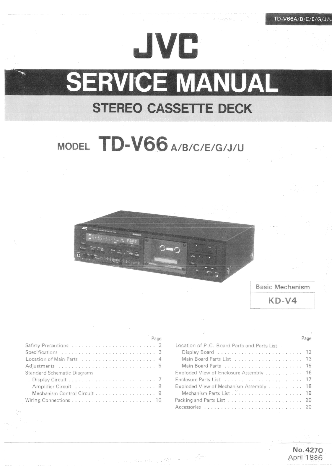 Jvc TD-V66 Service Manual