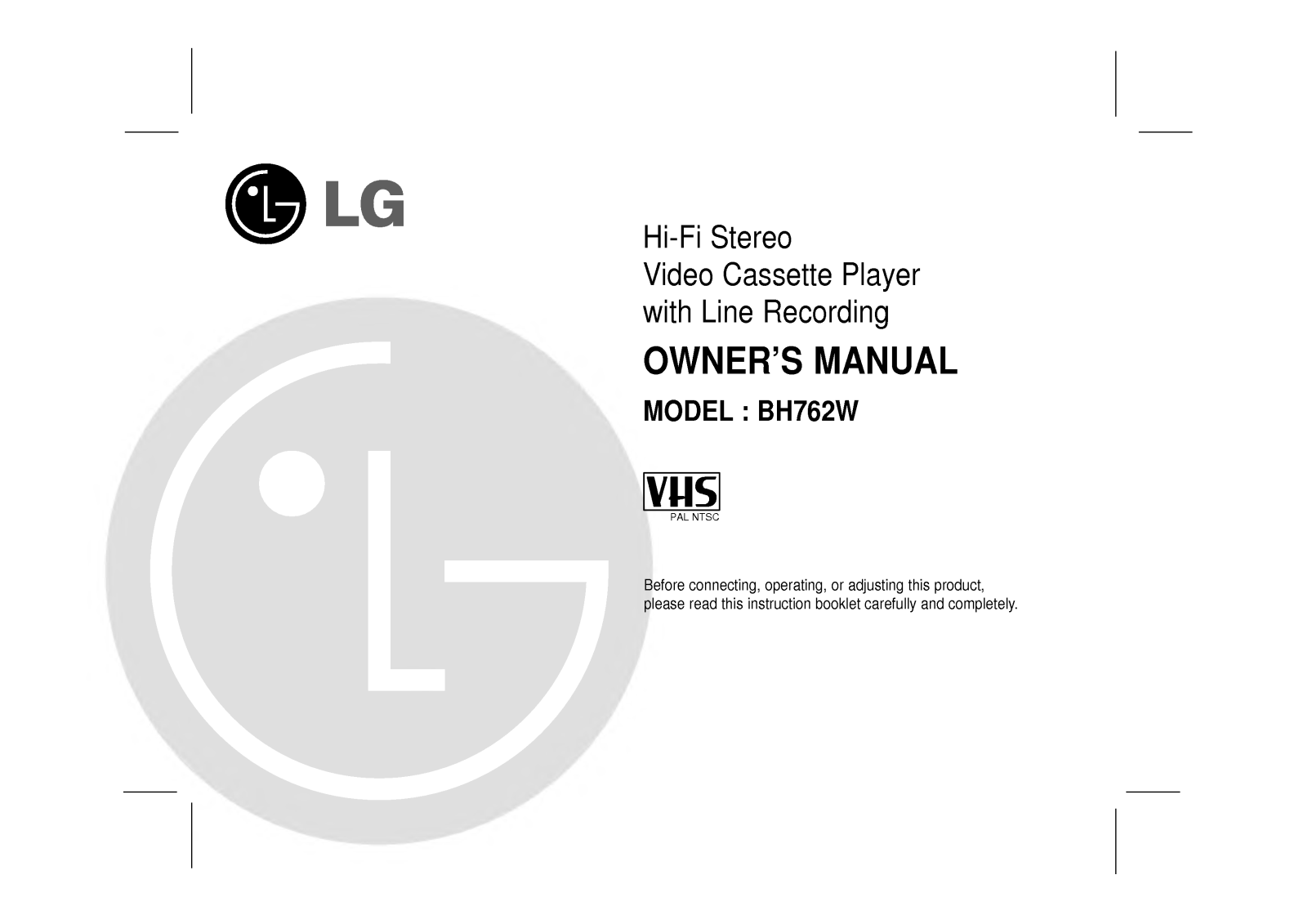LG BH762W Manual