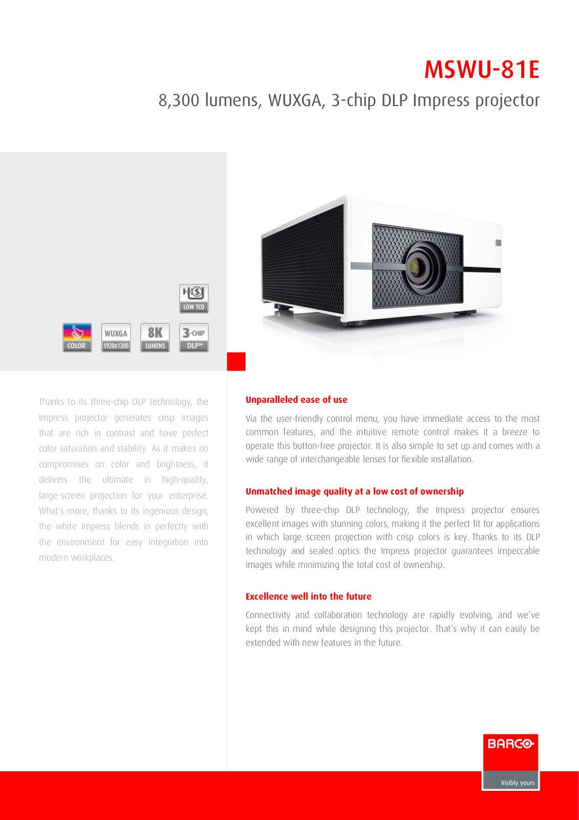 Barco MSWU-81E Product Sheet