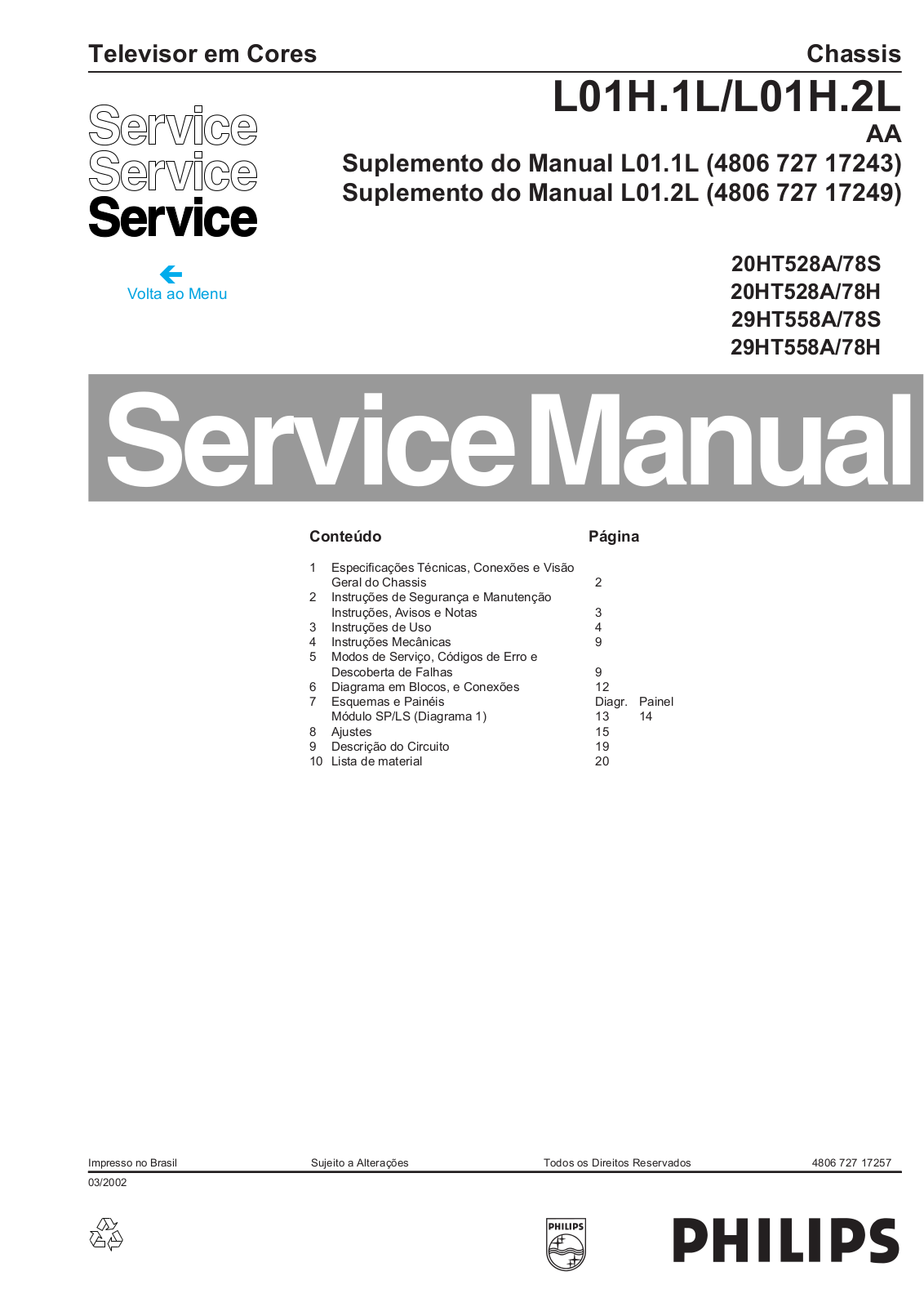 Philips 20HT527A, 29HT558A Schematic