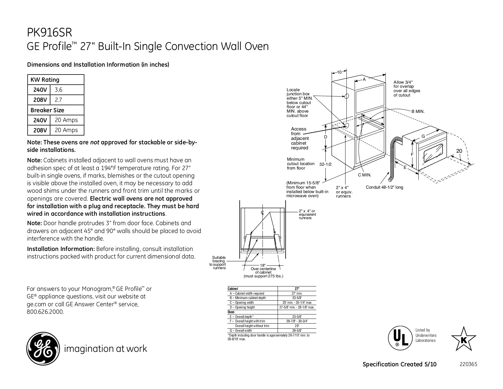 General Electric PK916SRSS User Manual