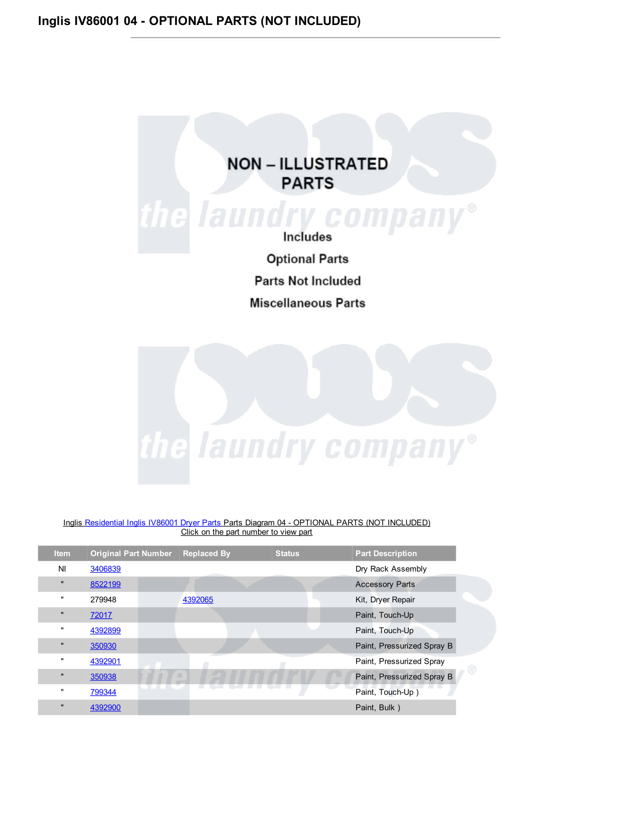 Inglis IV86001 Parts Diagram