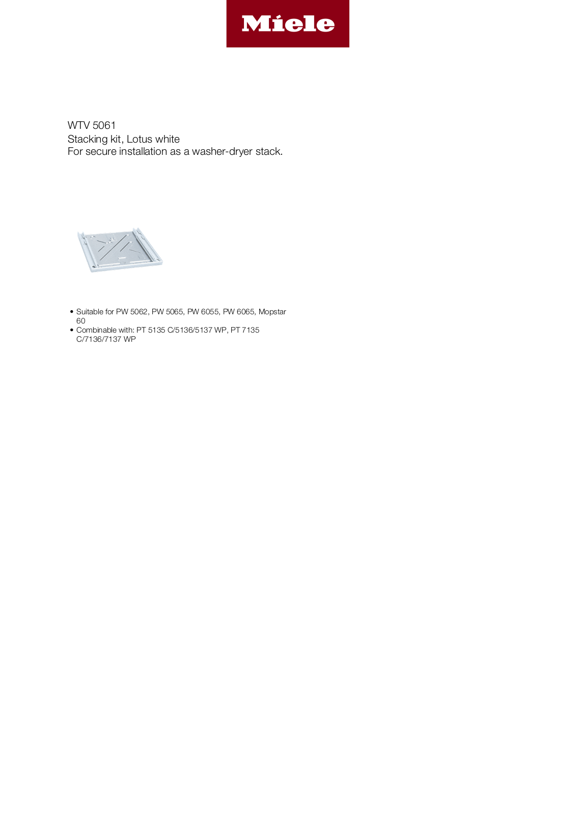 Miele WTV 5061 Product Sheet