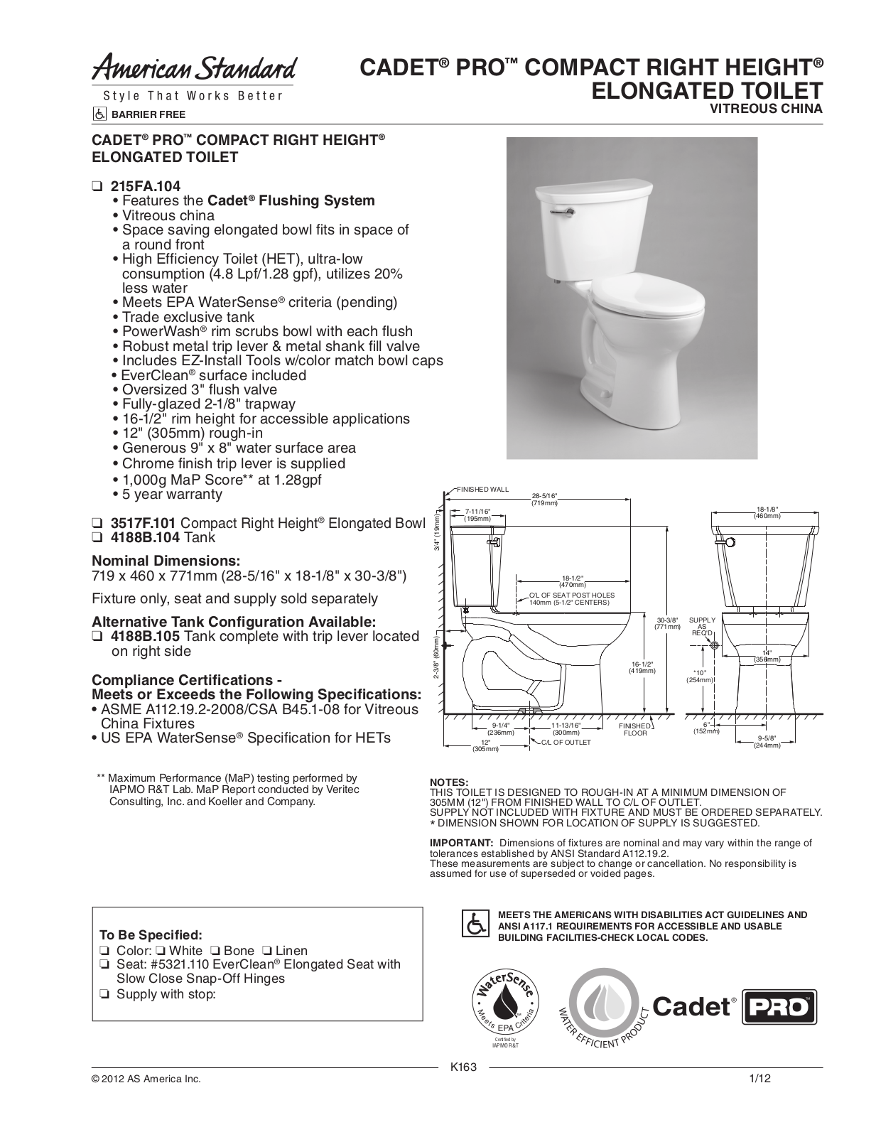 American Standard ASD9813 Specifications - ManualMachine.com
