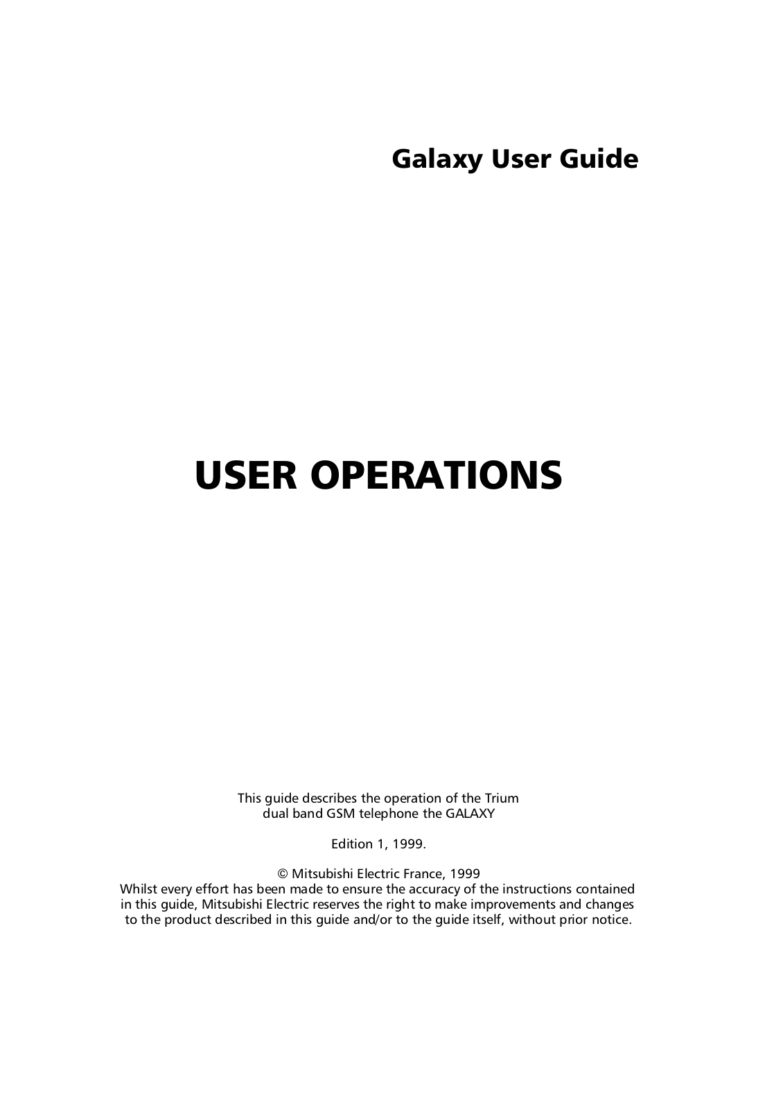 Mitsubishi Electric MT279XG01A User Manual