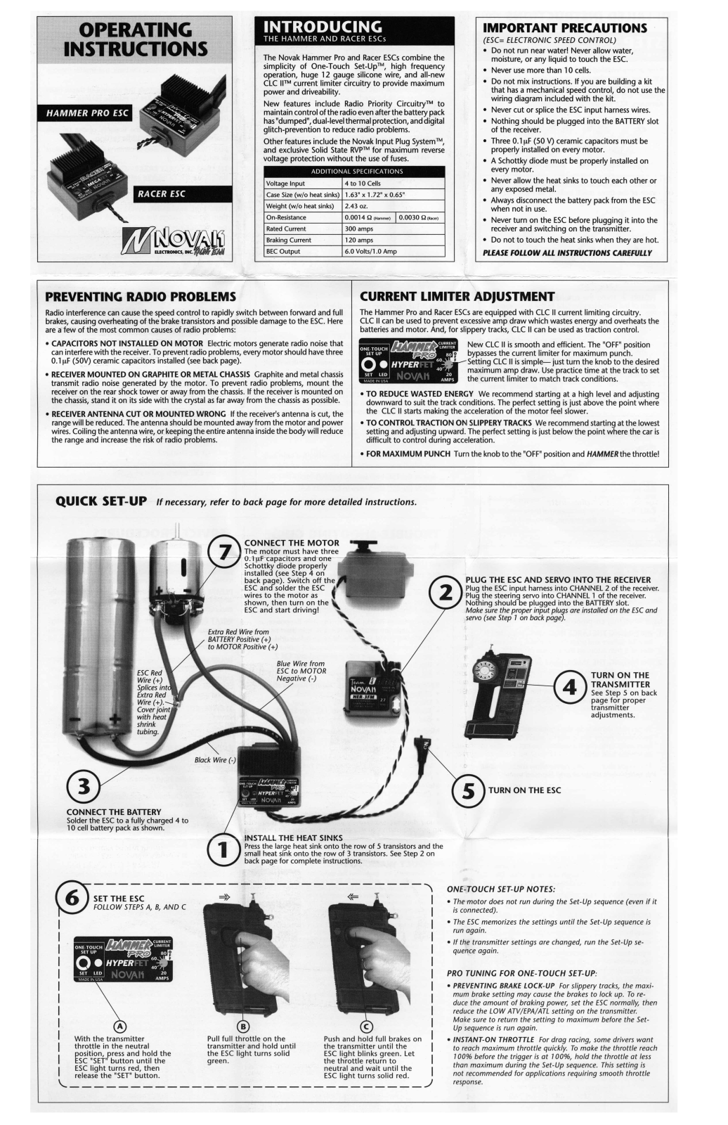 Novak RACER ESC Operating Manual