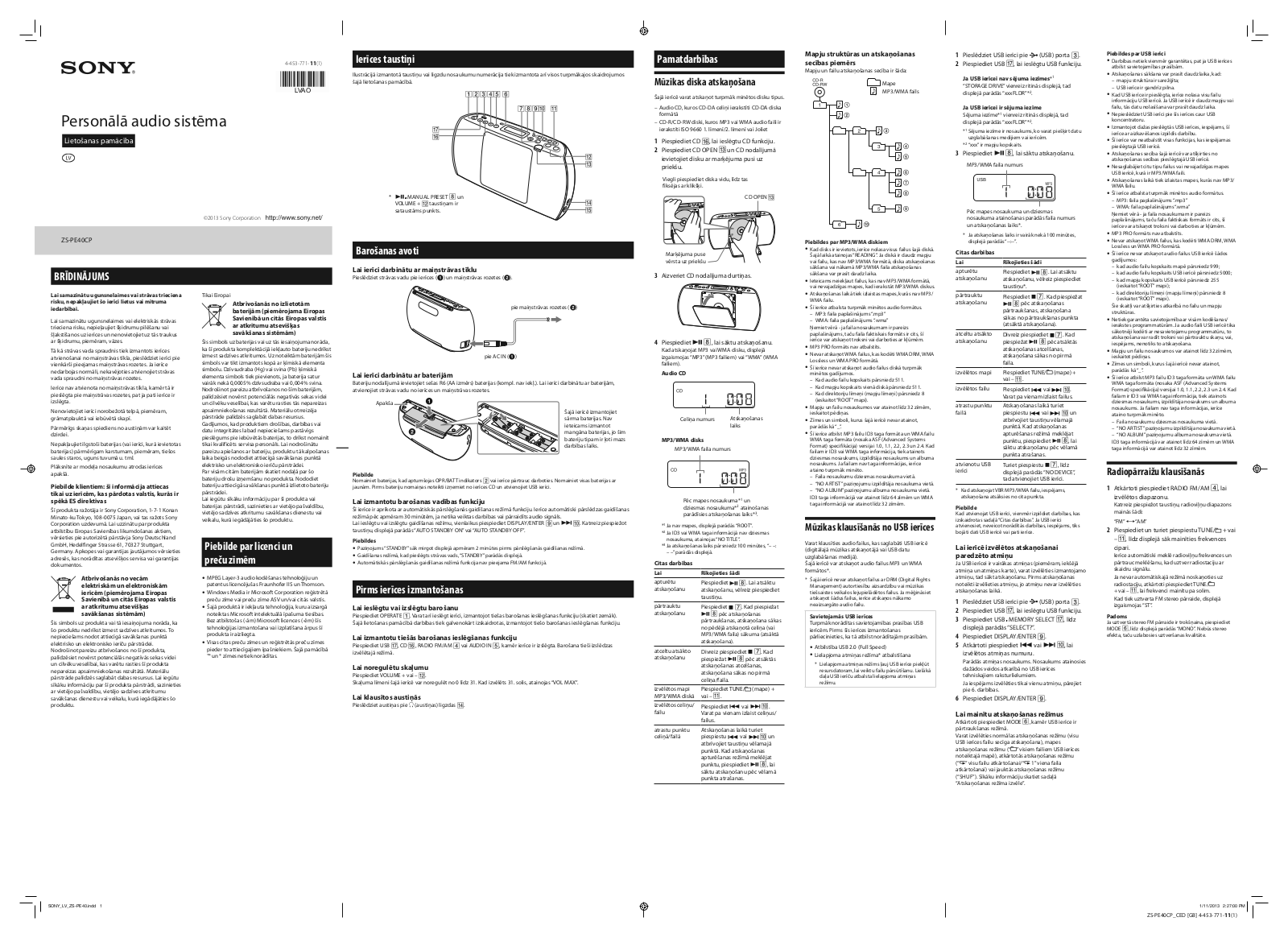 Sony ZS-PE40CP User Manual