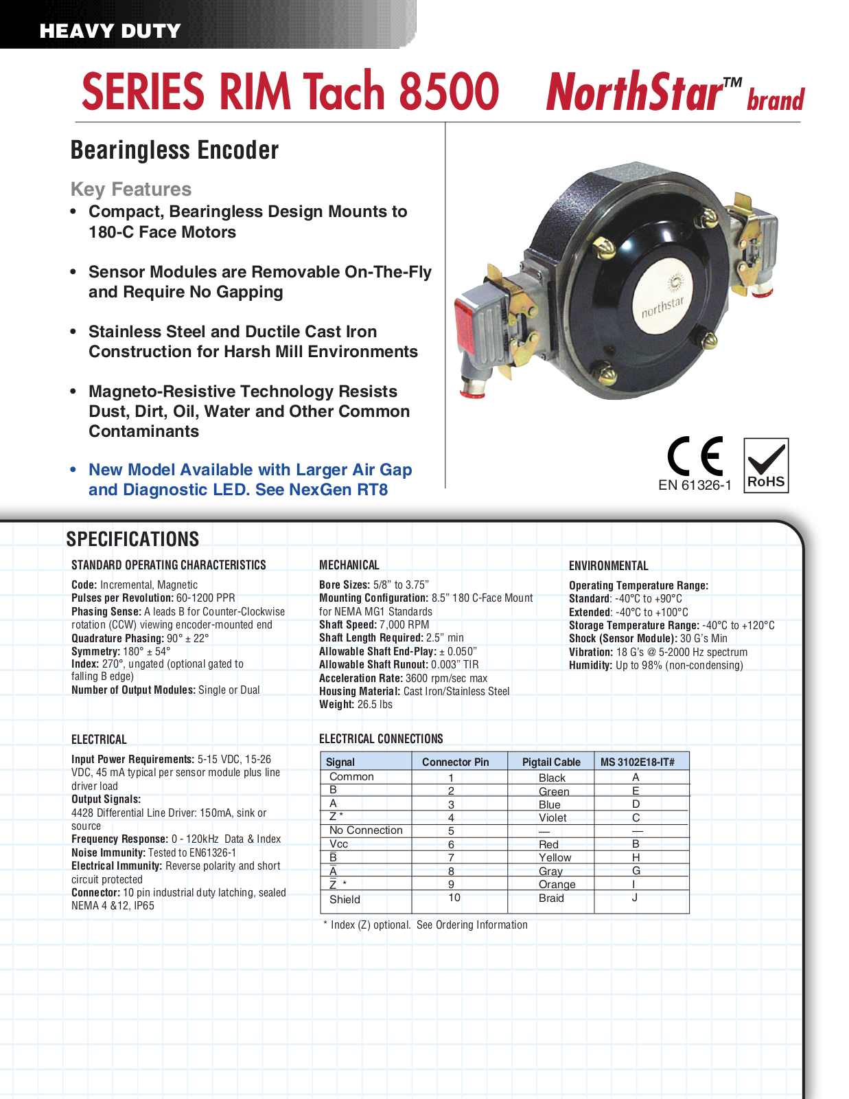 NorthStar SERIES RIM Tach 8500 Data Sheet