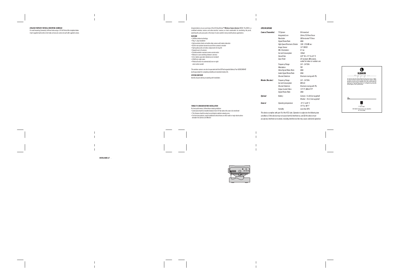 GE GESECTVBW-2 User Manual