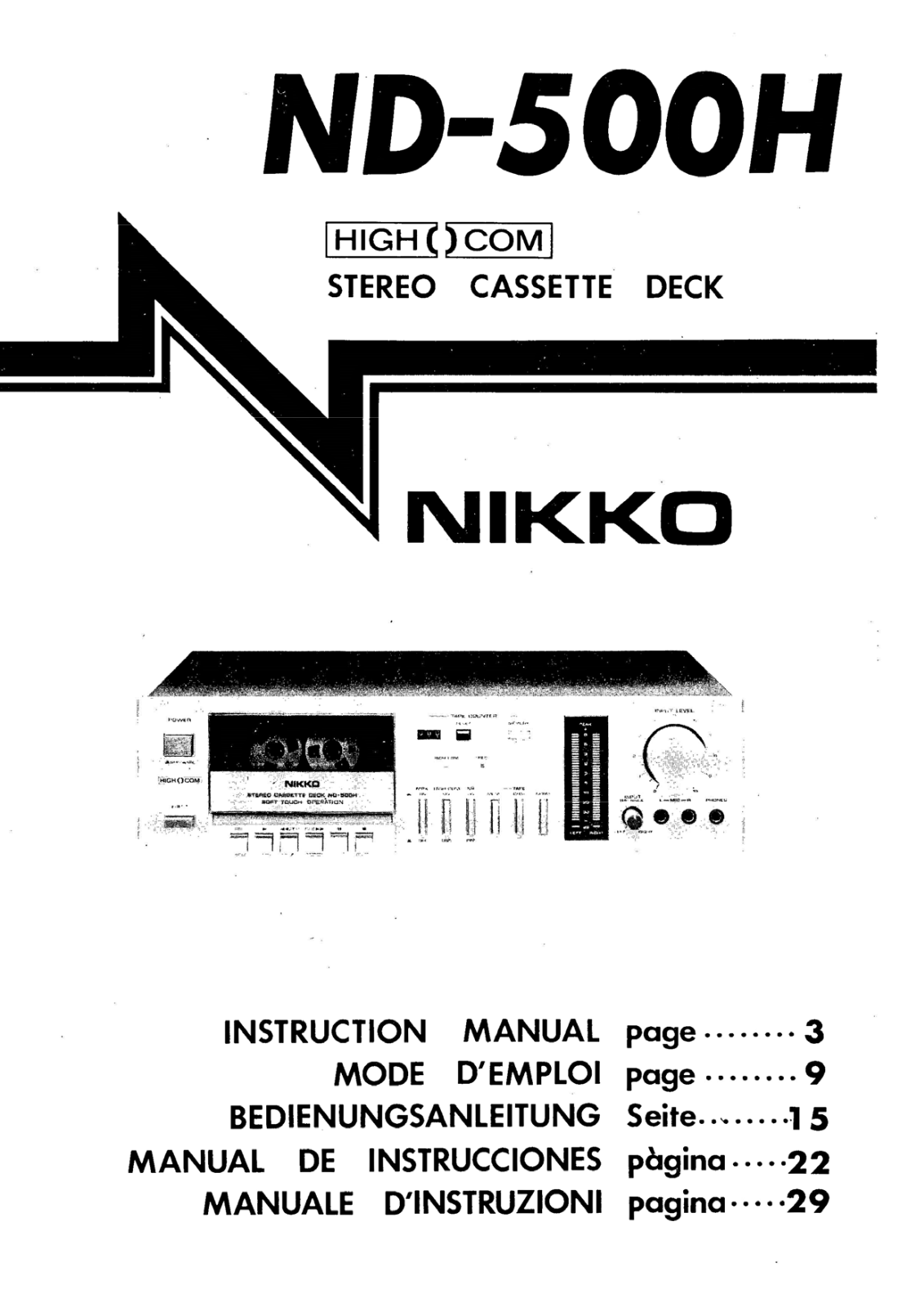 Nikko ND-500-H Owners Manual