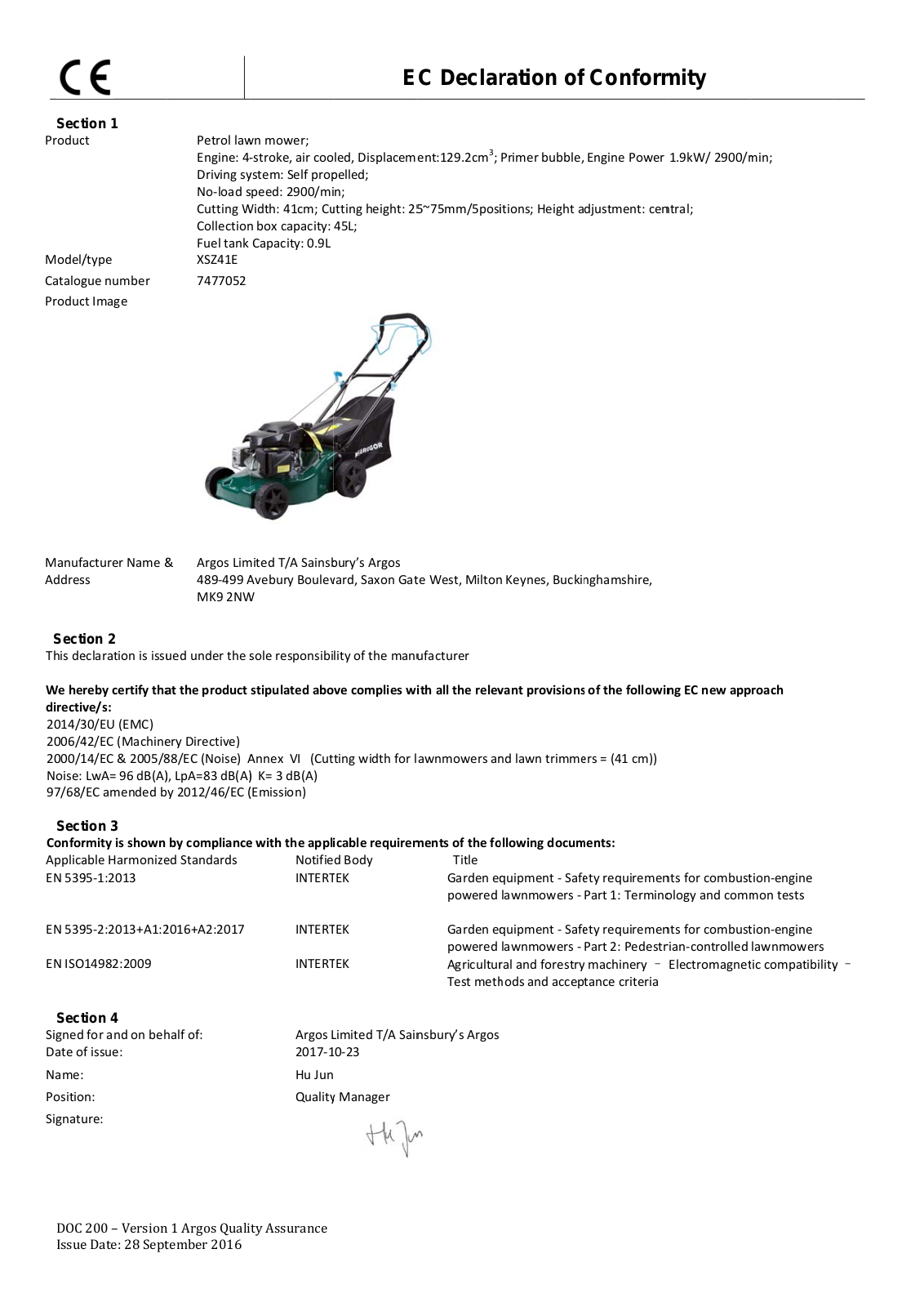 McGregor MPSP12941 Instruction manual