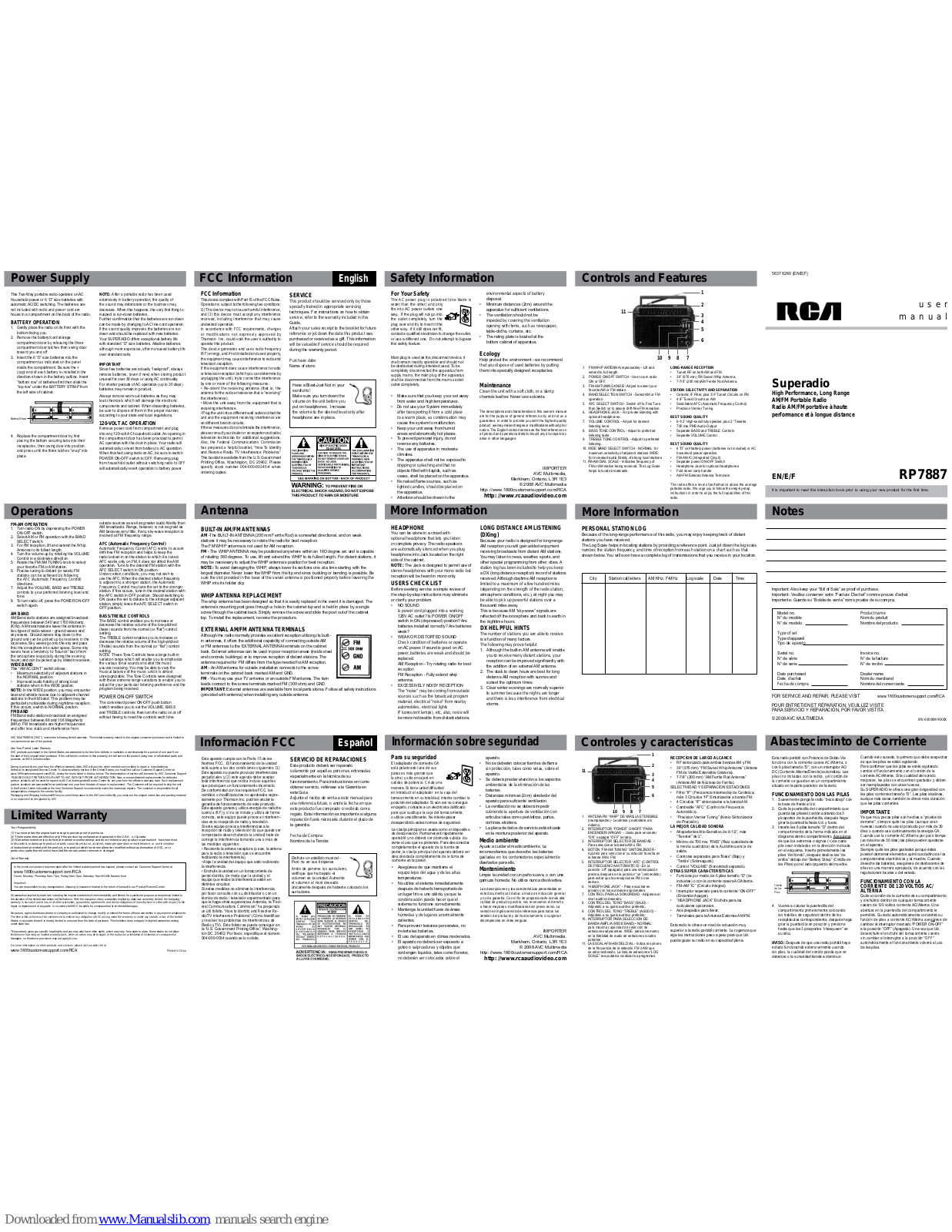 RCA RS600, RS601 User Manual