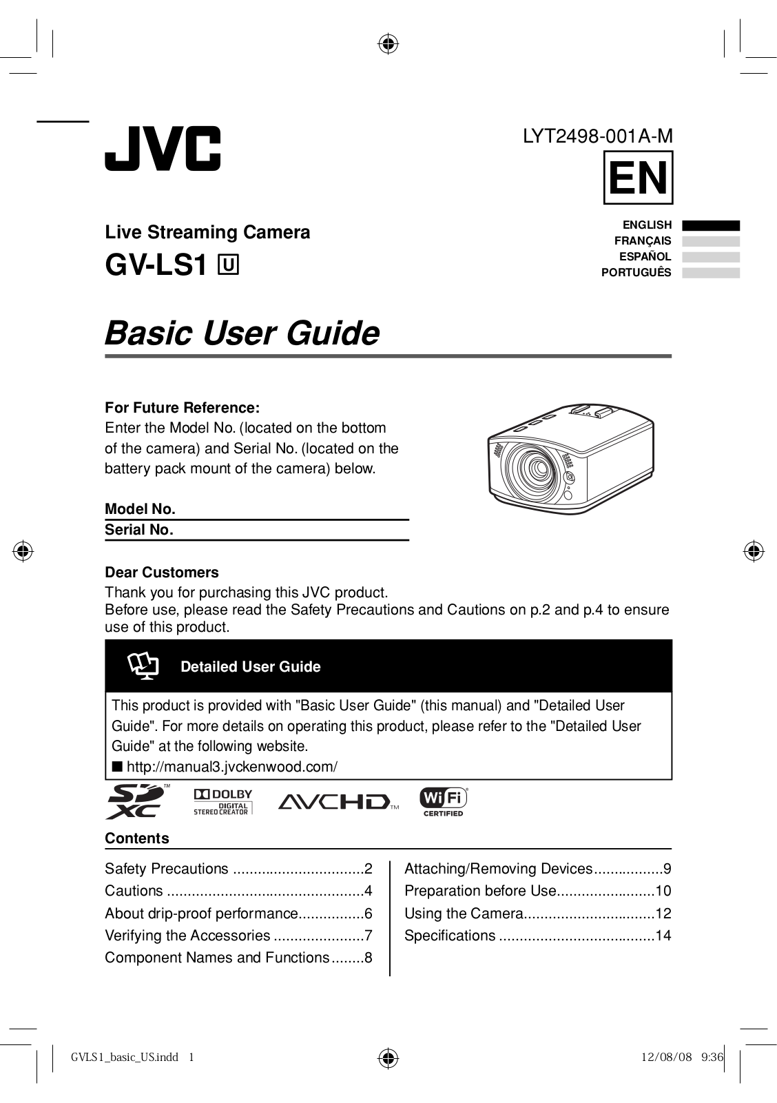 JVC GV-LS1 U User Manual