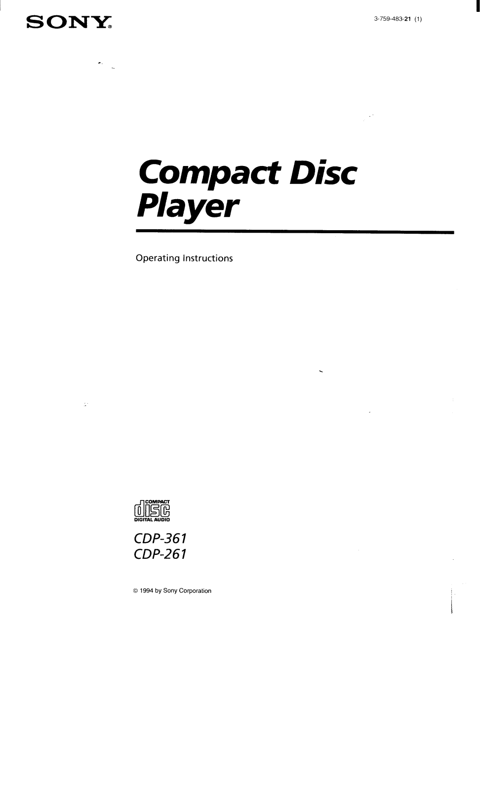 Sony CDP-261 Owners Manual