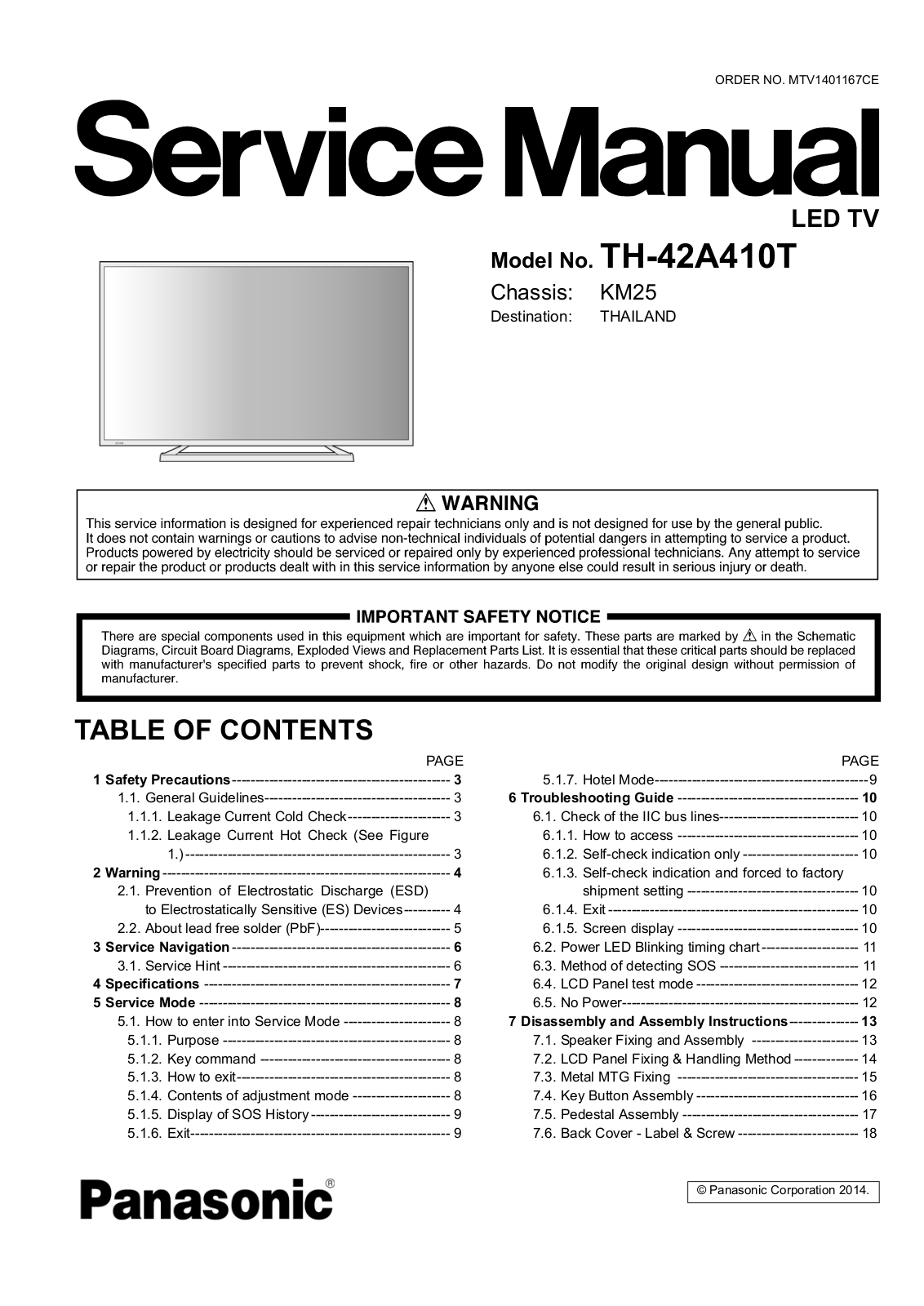 Panasonic TH-42A410T Schematic