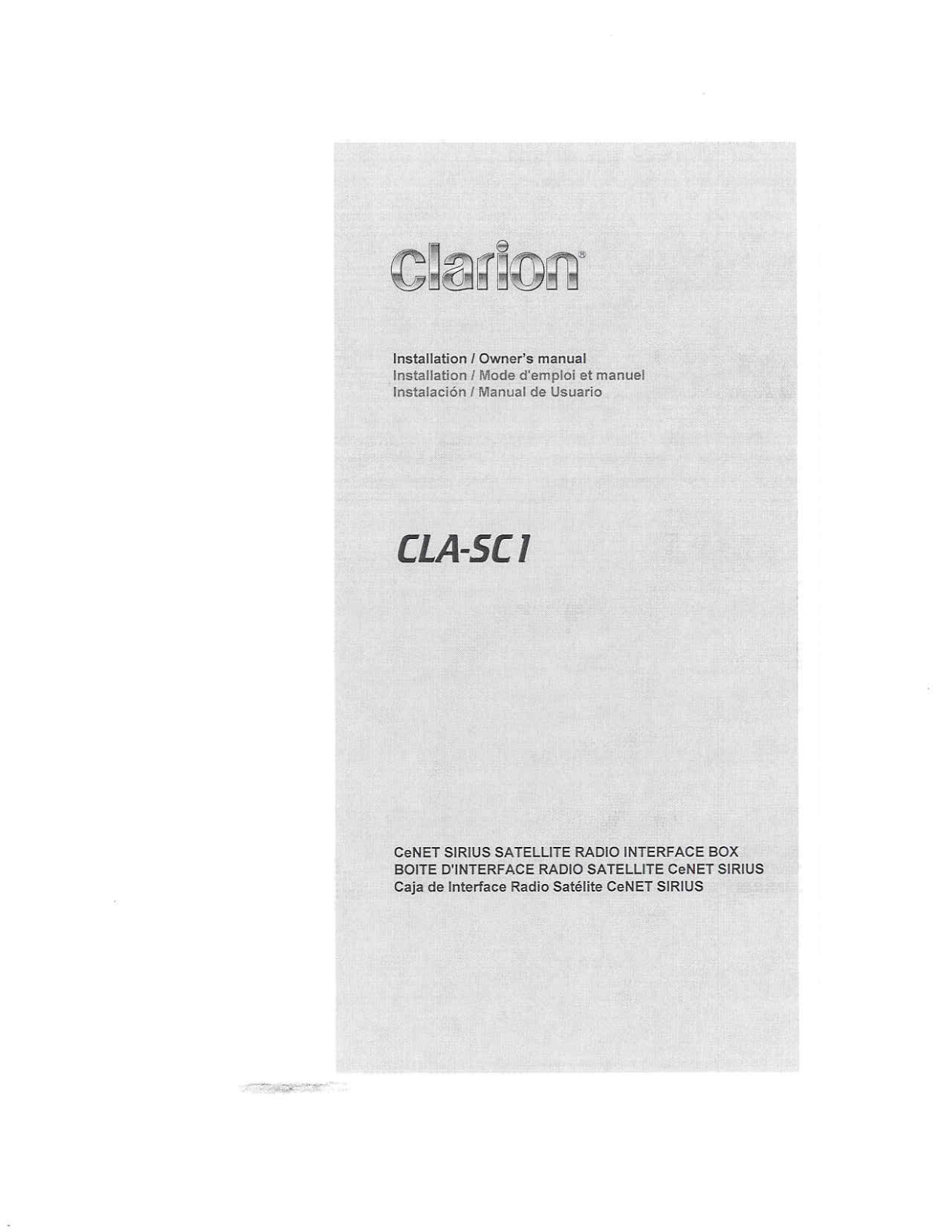 Clarion CLA-SC1 User Manual