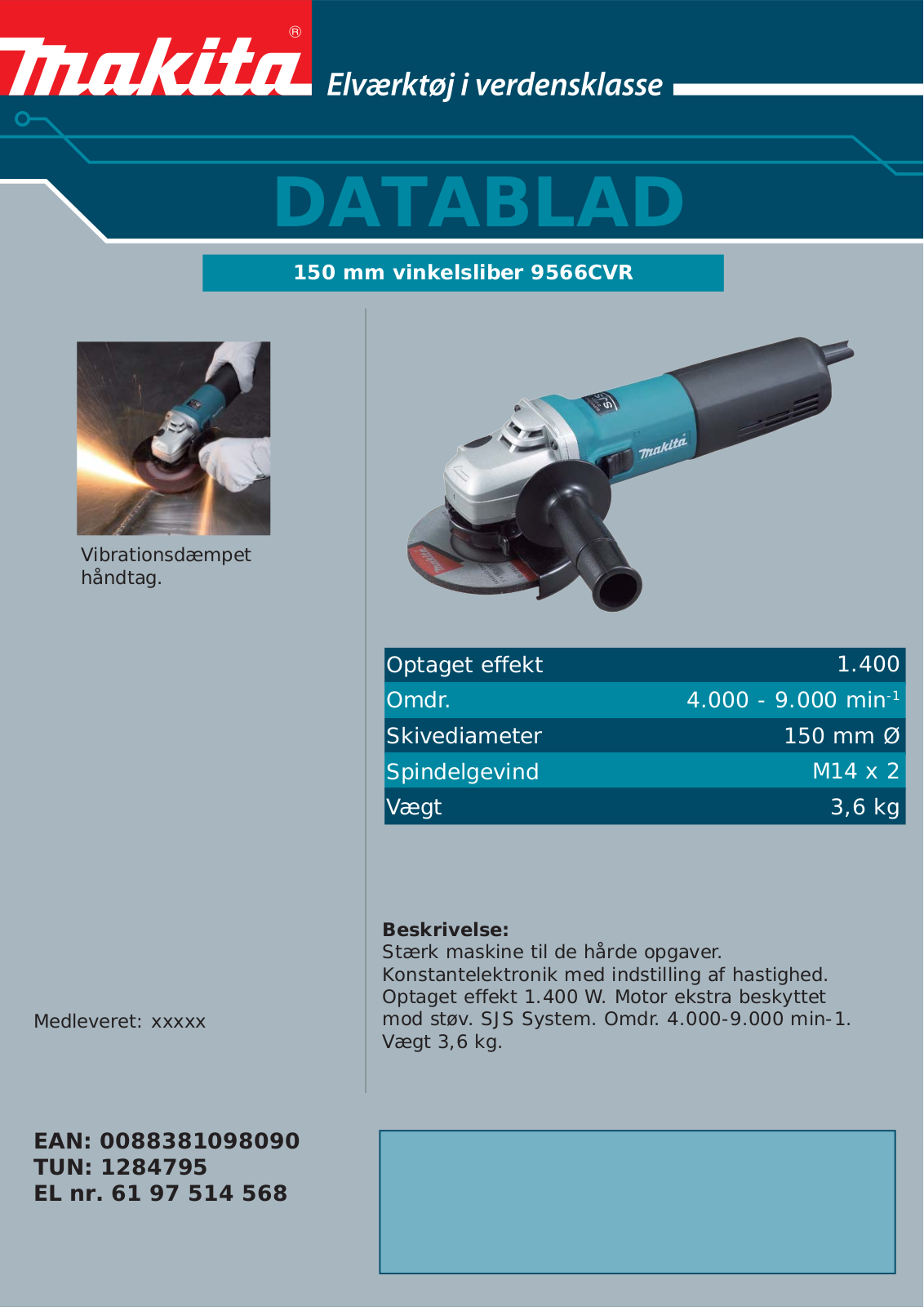 Makita 9566CVR User Manual